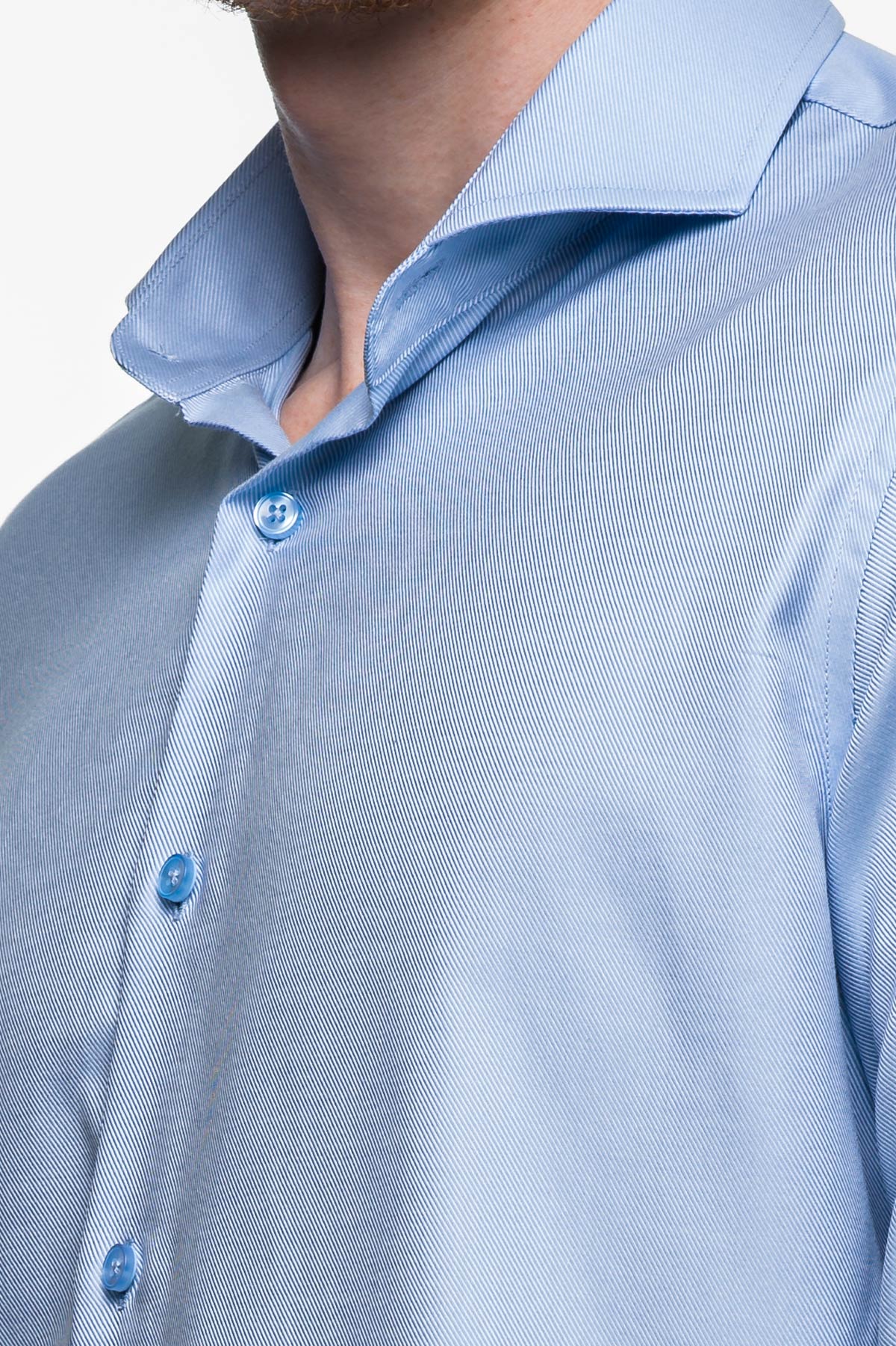 Vercate - Strijkvrij Overhemd - Twill Katoen - Business Shirt - Lange Mouwen - Slim Fit - Heren - Lichtblauw
