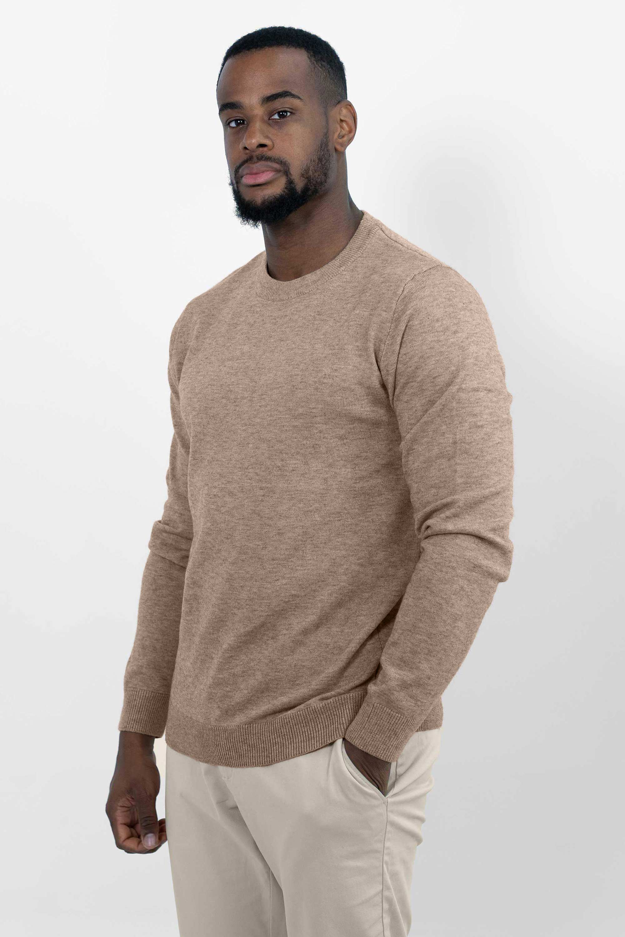 Vercate - Luxe Crewneck Pullover - Bruin - Regular Fit - Knit Heren Sweater / Trui