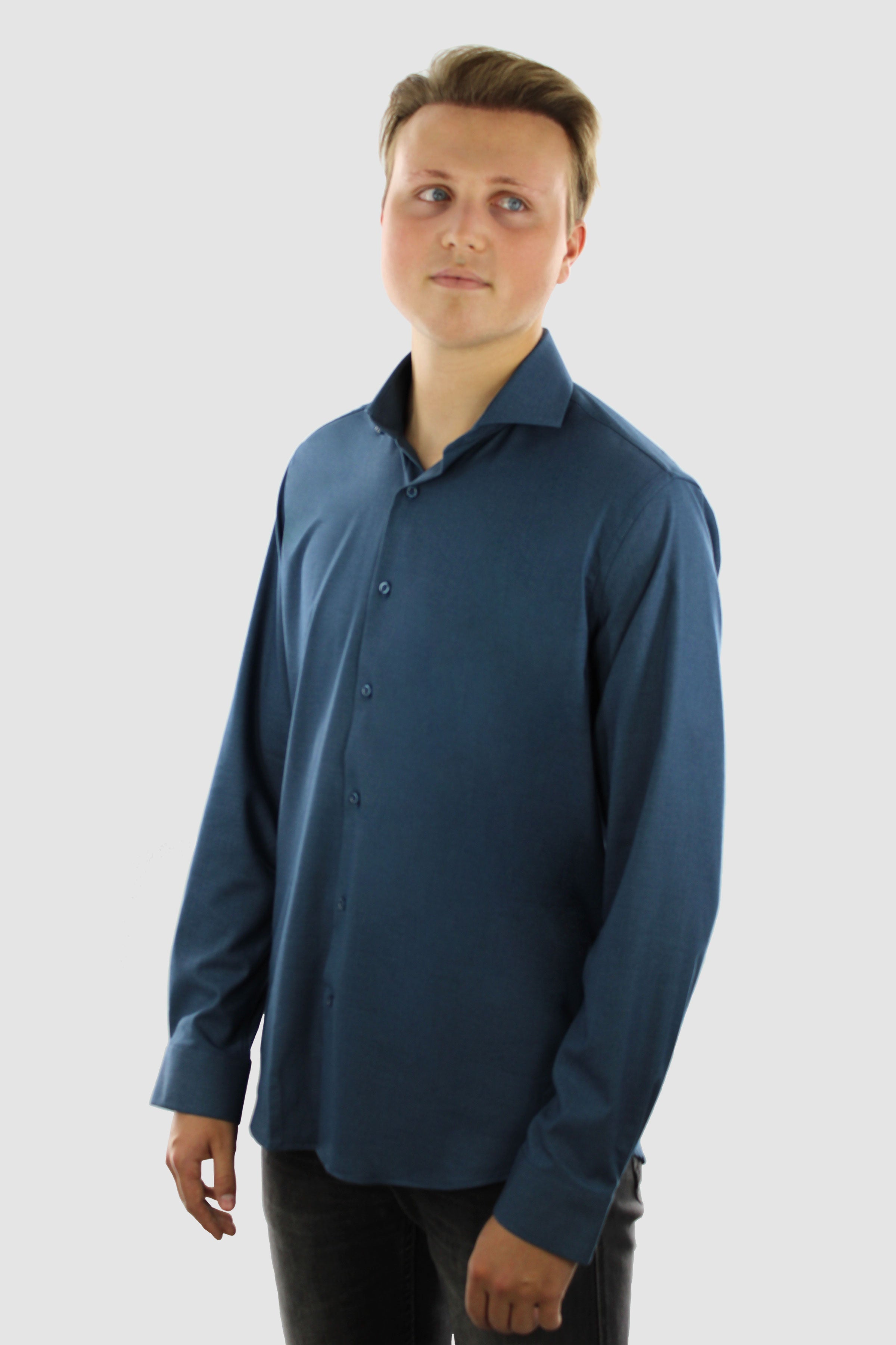 Kreukvrij Overhemd - Blauw Bamboe