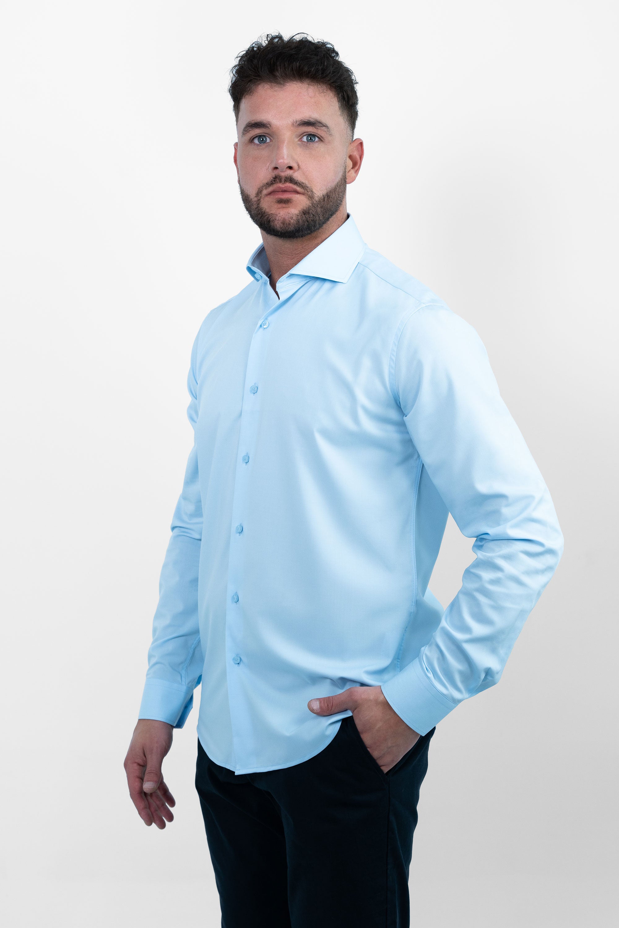 Vercate - Strijkvrij Overhemd - Blauw - Lichtblauw - Regular Fit - Bamboe Katoen - Lange Mouw - Heren - Maat S M L XL XXL 37 38 39 40 41 42 43 44