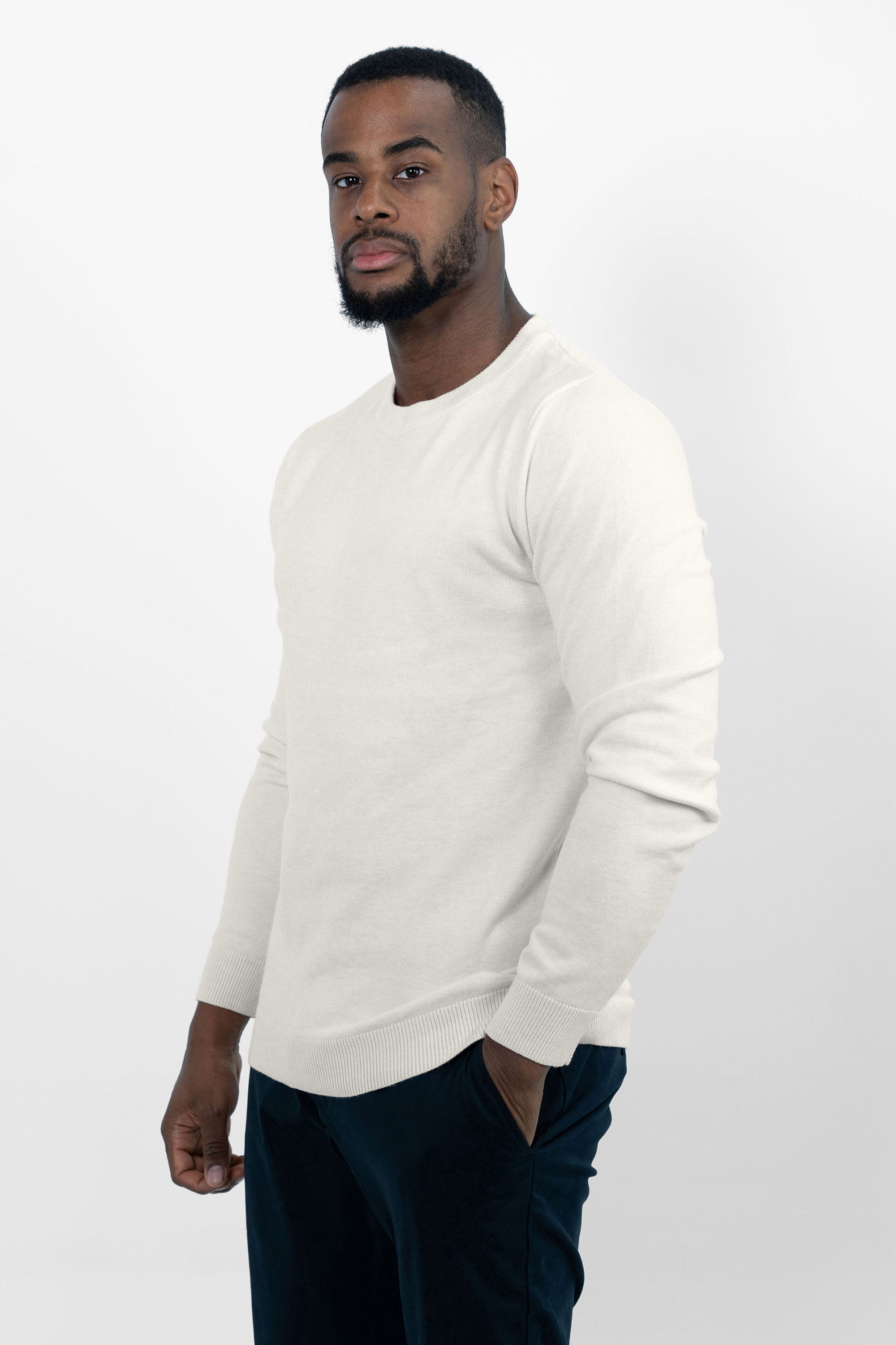 Crewneck Pullover - Gebroken Wit - Sweater S M L XL XXL Heren lange mouwen 