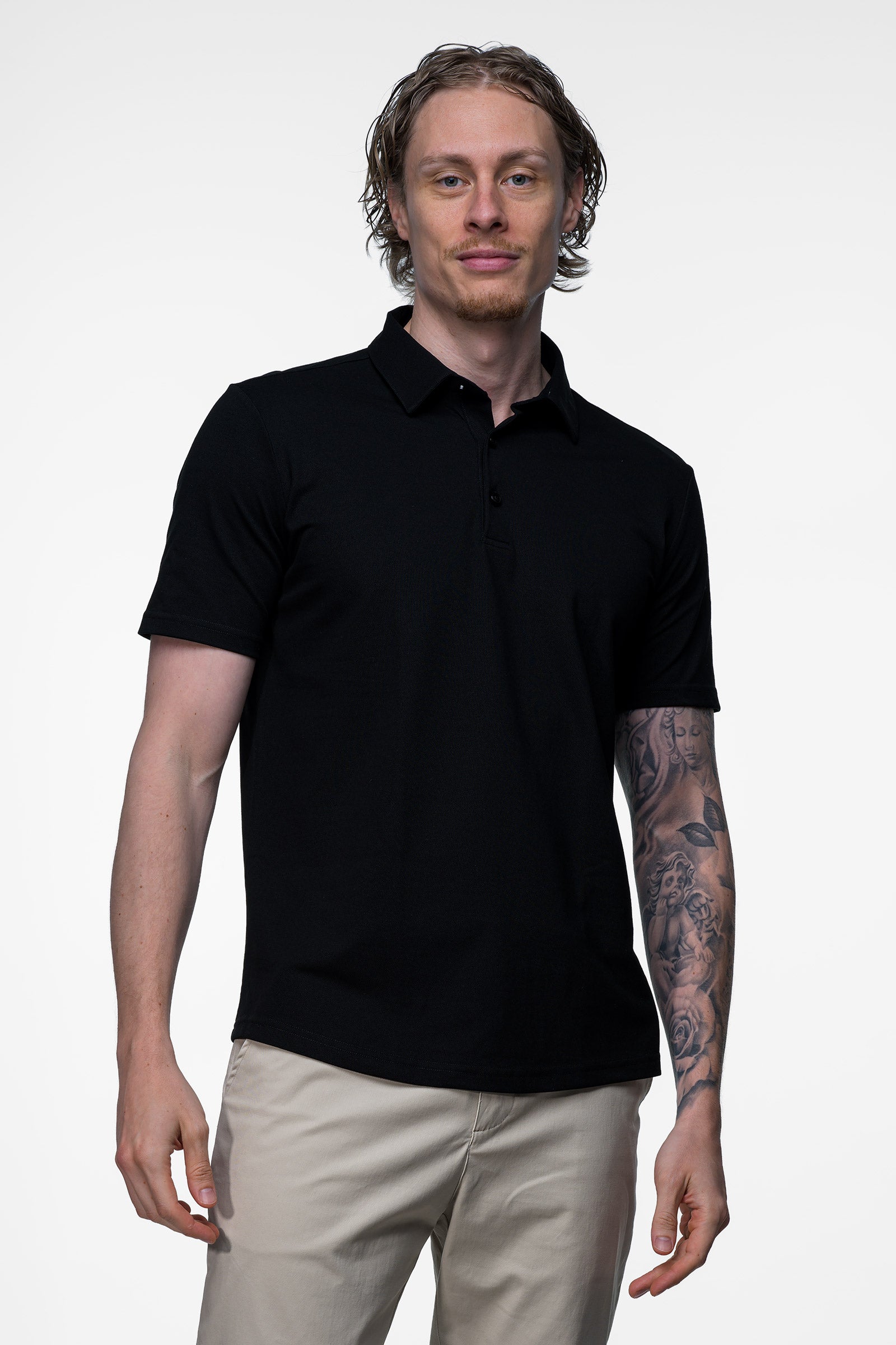 Vercate - Heren Polo - Japanese Knitted - Piqué Katoen - Slim Fit - Poloshirt met Korte Mouwen - Zwart / Zwarte