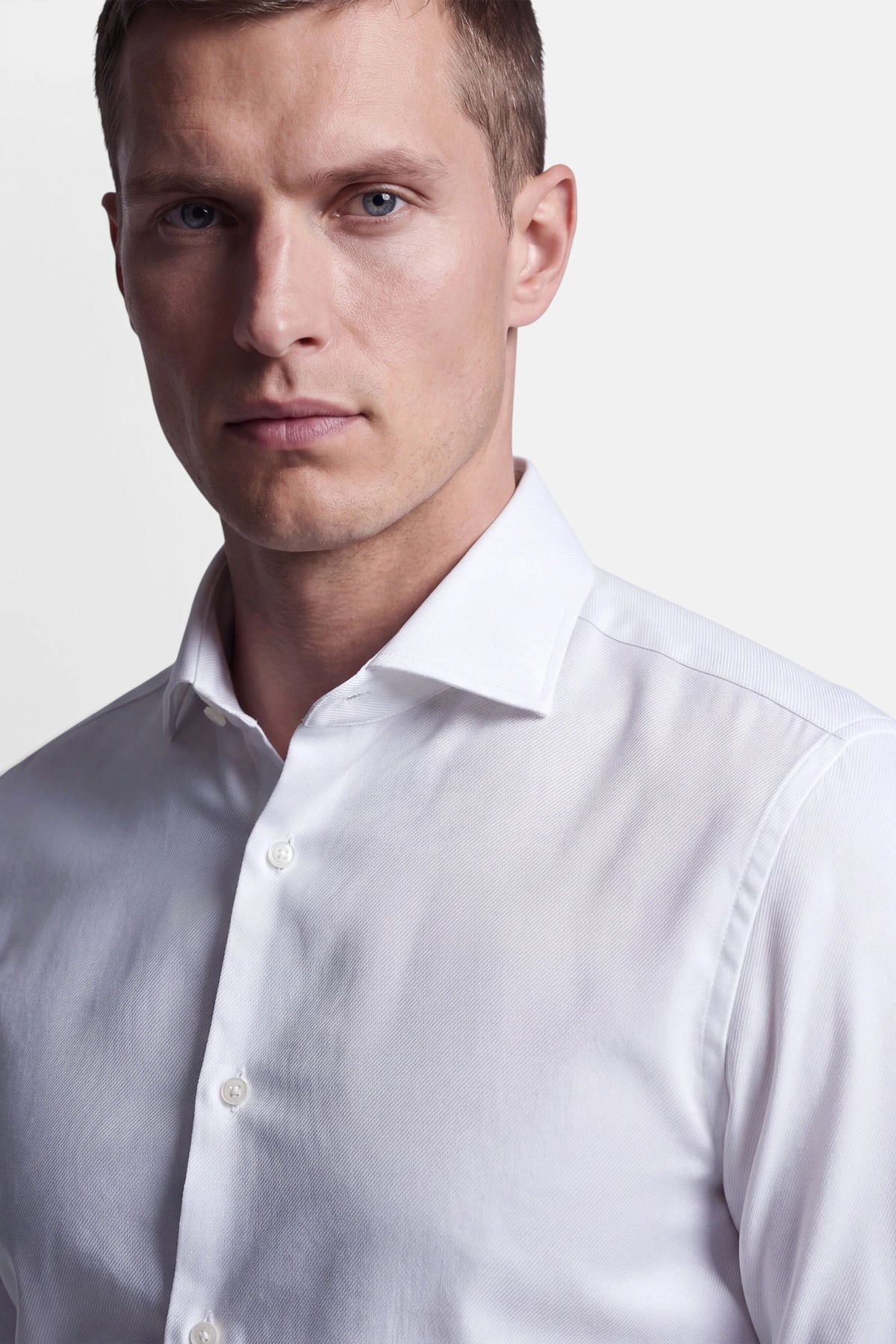 Vercate - Strijkvrij Overhemd - Twill Katoen - Business Shirt - Lange Mouwen - Slim Fit - Heren - Wit