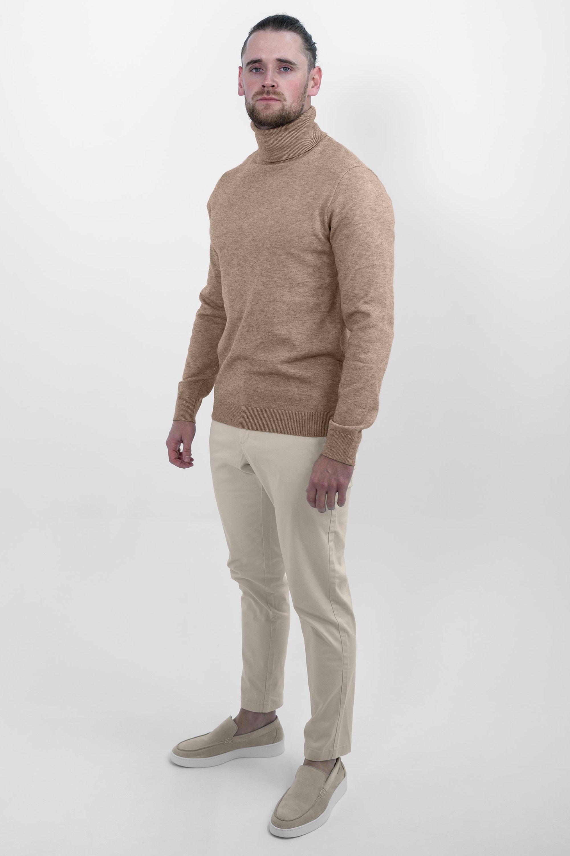 Vercate - Luxe Coltrui - Bruin - Regular Fit - Knit Heren Pullover / Sweater / Trui - Maat: S M L XL XXL Knitted Knitwear
