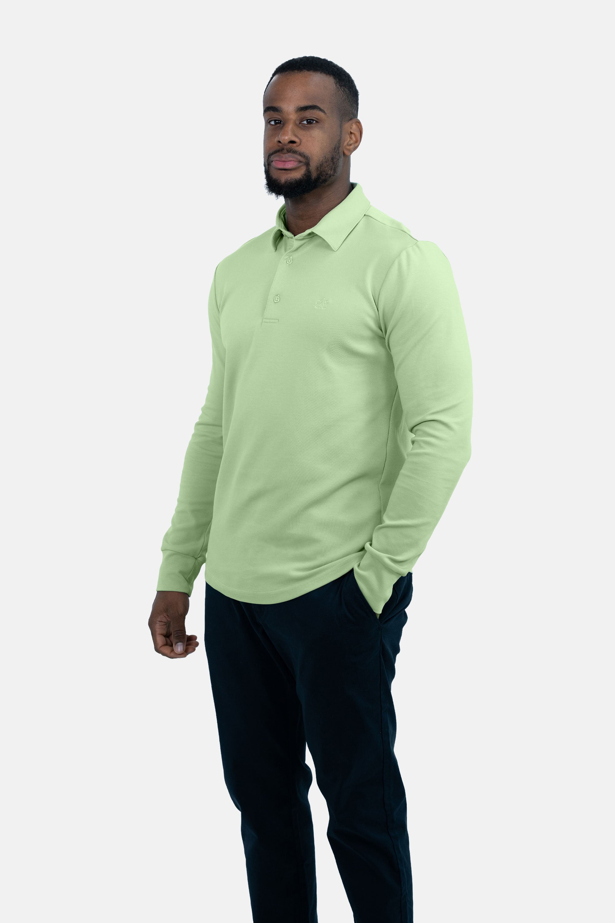 Vercate - Heren Polo Lange Mouw - Strijkvrij Poloshirt - Groen - Green Lemon - Slim Fit - Excellent Katoen - Maat S M L XL XXL