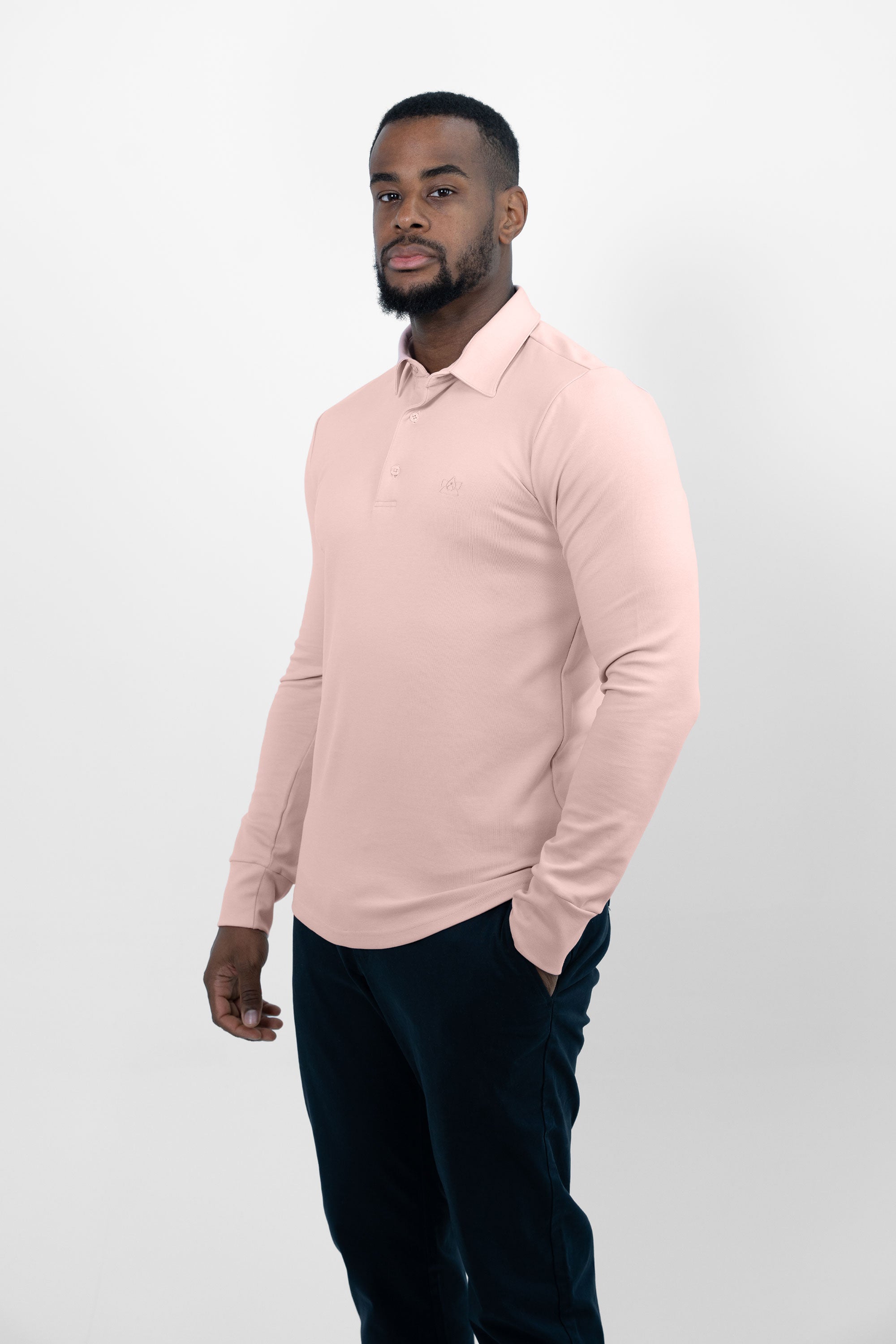 Vercate - Heren Polo Lange Mouw - Strijkvrij Poloshirt - Roze - Slim Fit - Excellent Katoen - Maat S M L XL XXL 