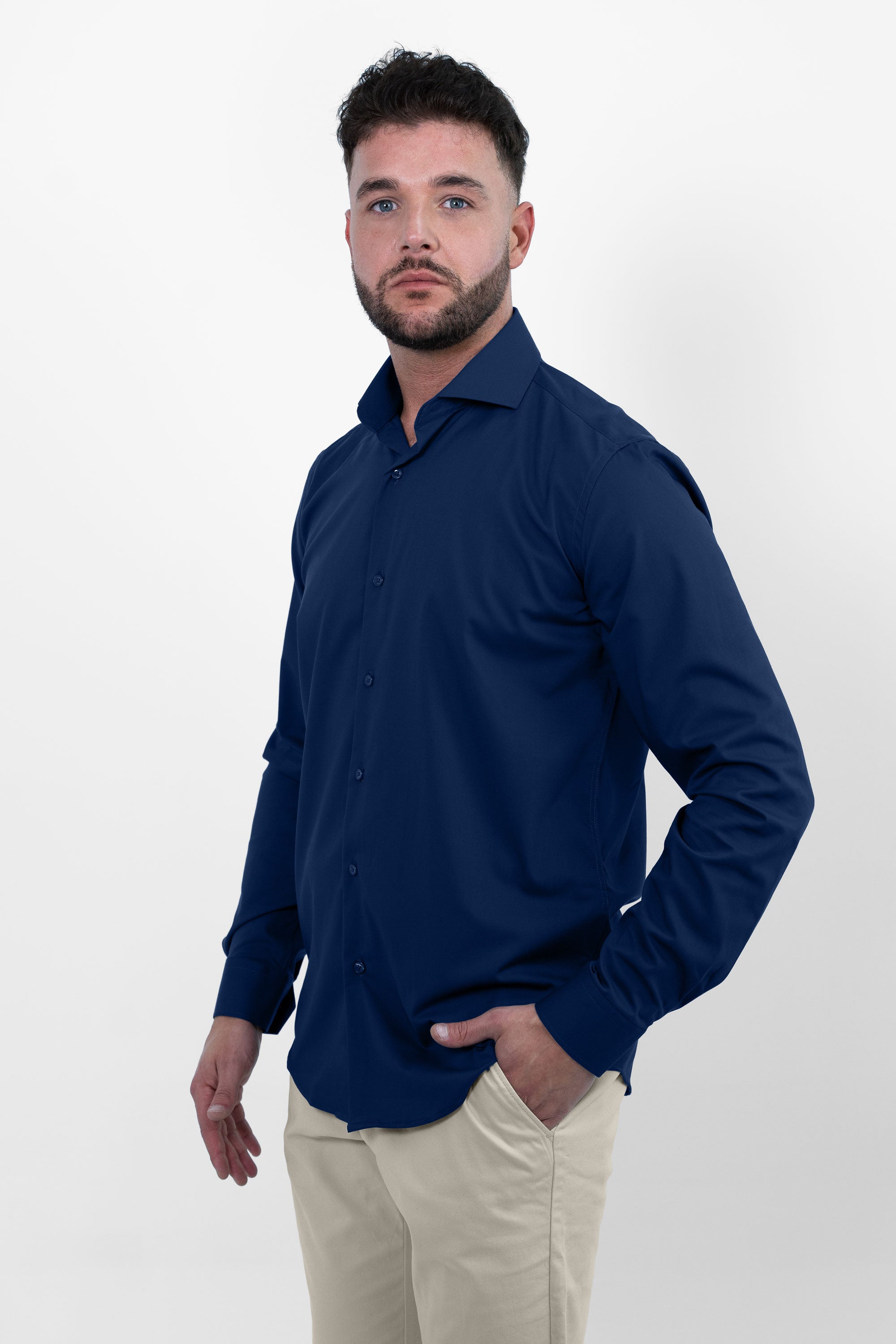 Vercate - Strijkvrij Overhemd - Navy - Marine Blauw - Regular Fit - Bamboe Katoen - Lange Mouw - Heren - Maat S M L XL XXL 37 38 39 40 41 42 43 44