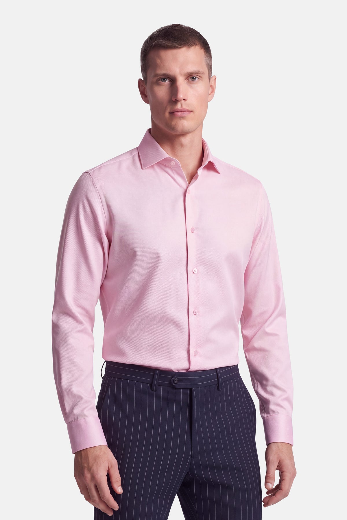 Vercate - Strijkvrij Overhemd - Twill Katoen - Business Shirt - Lange Mouwen - Slim Fit - Heren - Roze
