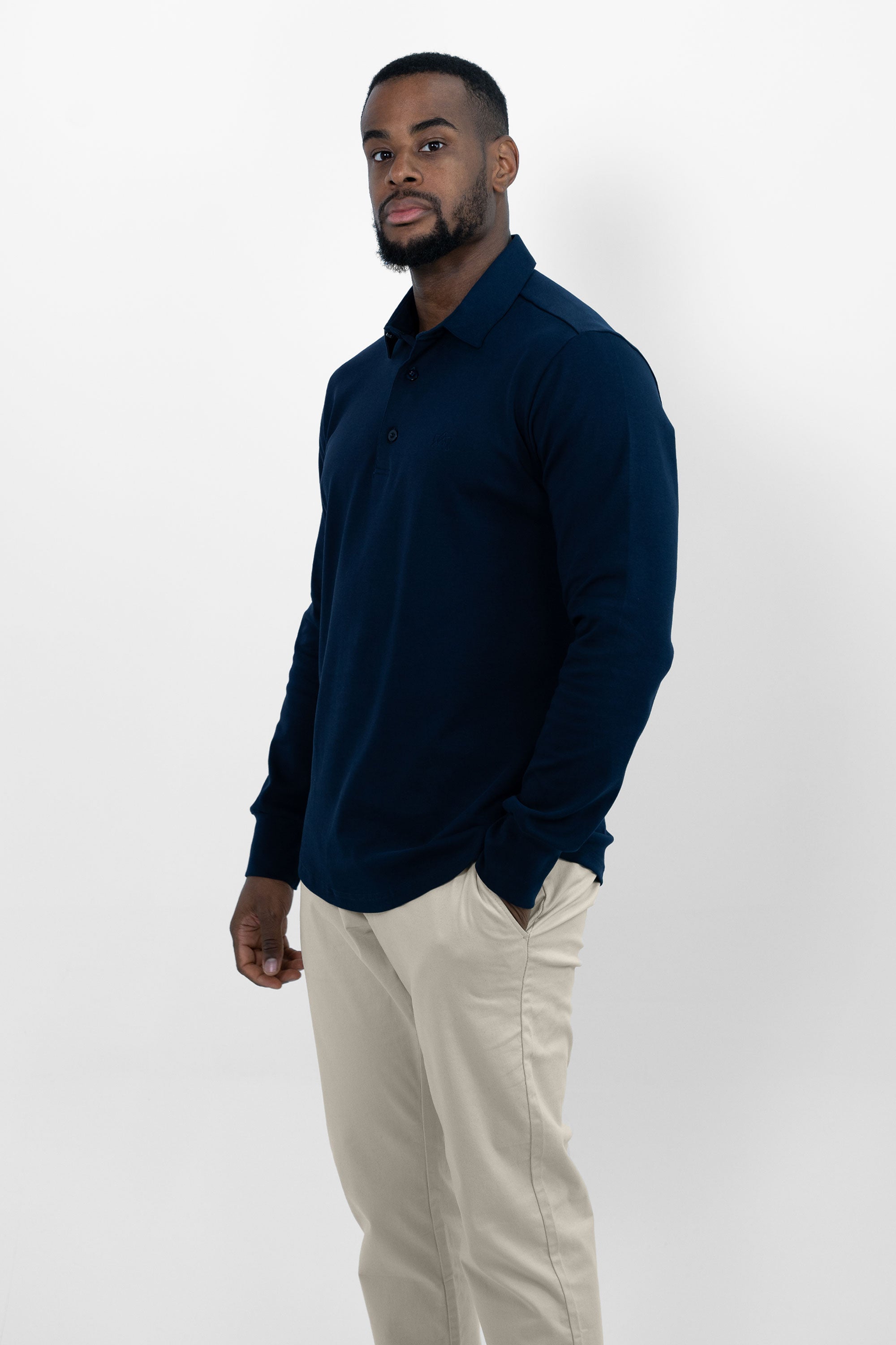 Vercate - Heren Polo Lange Mouw - Strijkvrij Poloshirt - Navy - Donkergroen - Navy - Slim Fit - Excellent Katoen - Heren - Maat S M L XL XXL