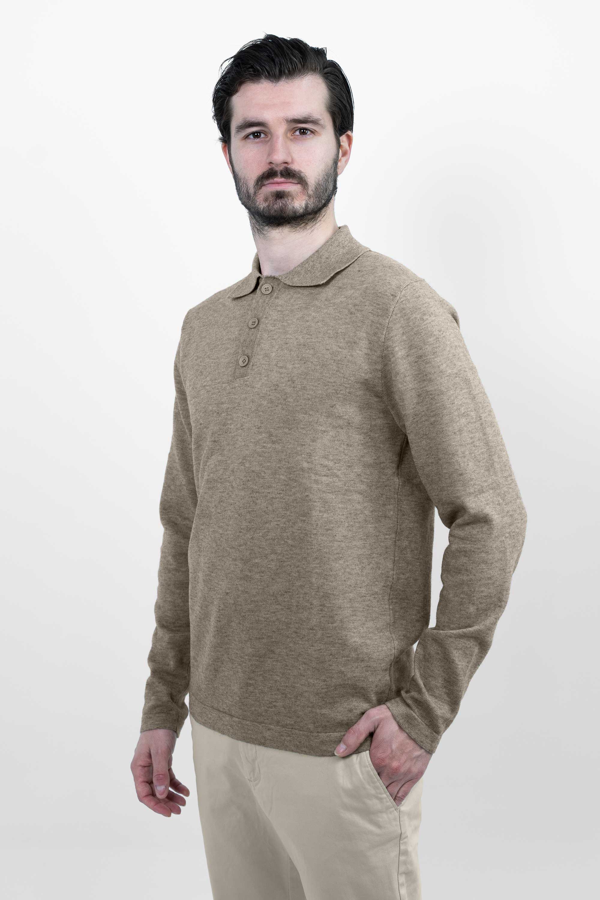 Vercate - Luxe Heren Poloshirt - Polo Met Lange Mouwen - Bruin - Regular Fit - Knit Vercate - Luxe Heren Poloshirt - Polo Met Lange Mouwen - Bruin - Regular Fit - Knit Knitted  S M L XL XXL