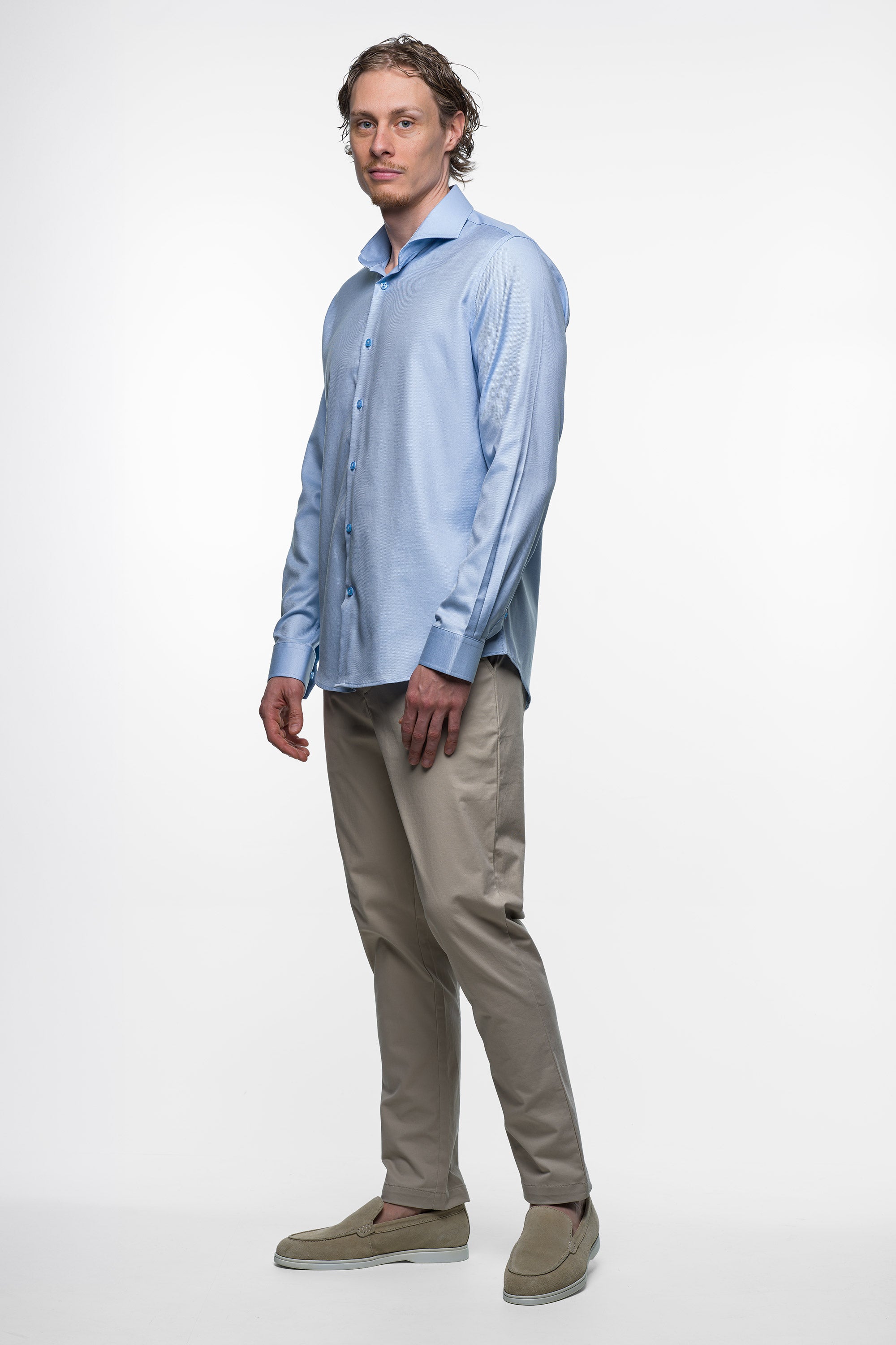 Vercate - Strijkvrij Overhemd - Twill Katoen - Business Shirt - Lange Mouwen - Slim Fit - Heren - Lichtblauw