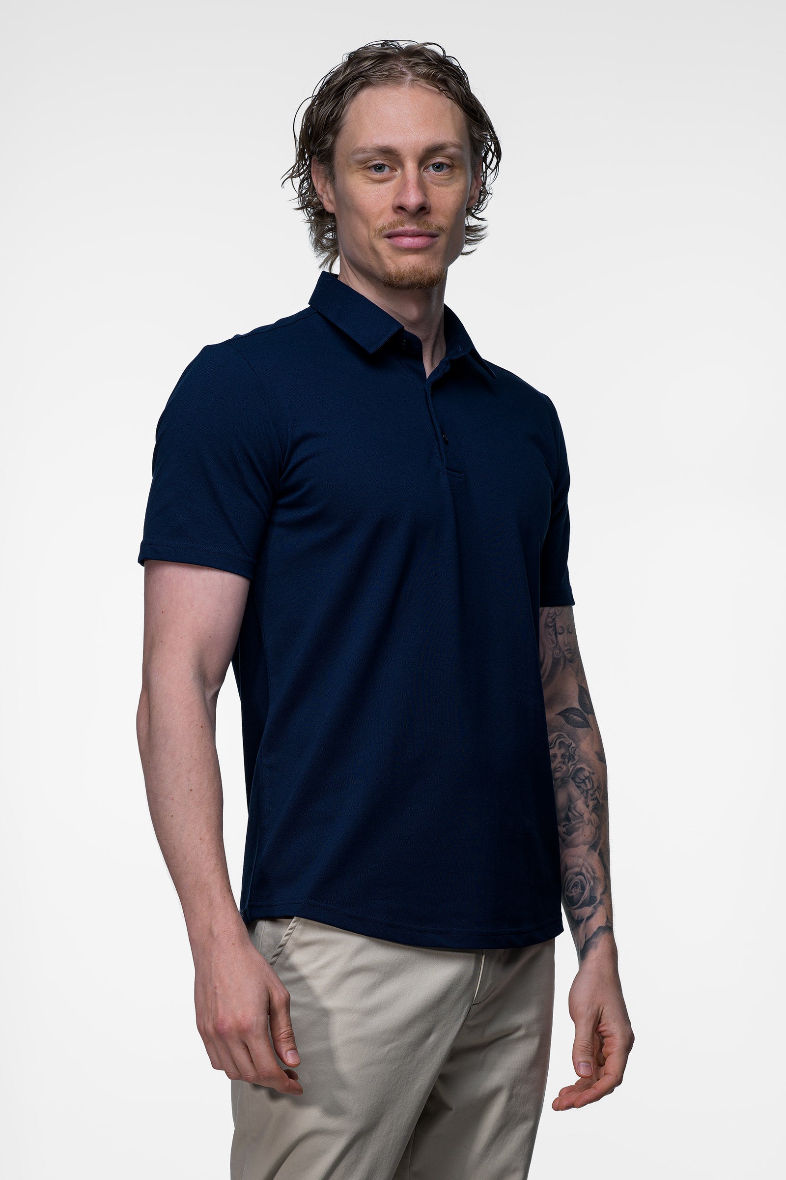 Vercate - Heren Polo - Japanese Knitted - Piqué Katoen - Slim Fit - Poloshirt met Korte Mouwen - Navy / Donkerblauw