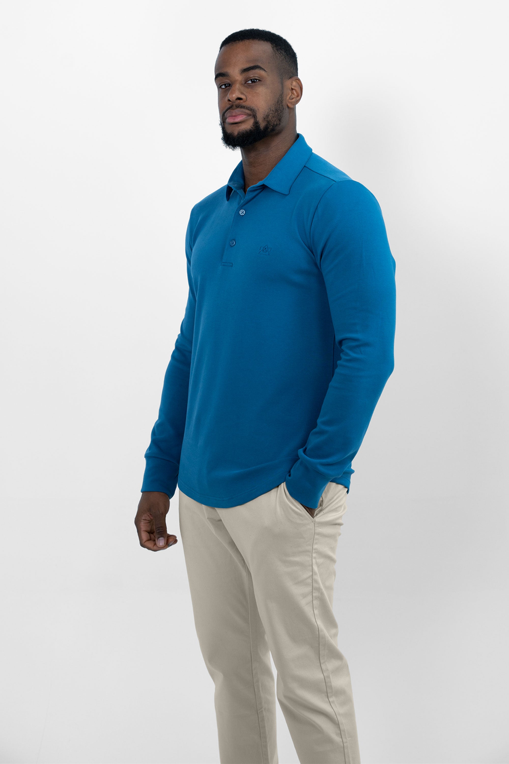 Vercate - Heren Polo Lange Mouw - Strijkvrij Poloshirt - Royal Blue - Slim Fit - Excellent Katoen - Heren - Maat S M L XL XXL