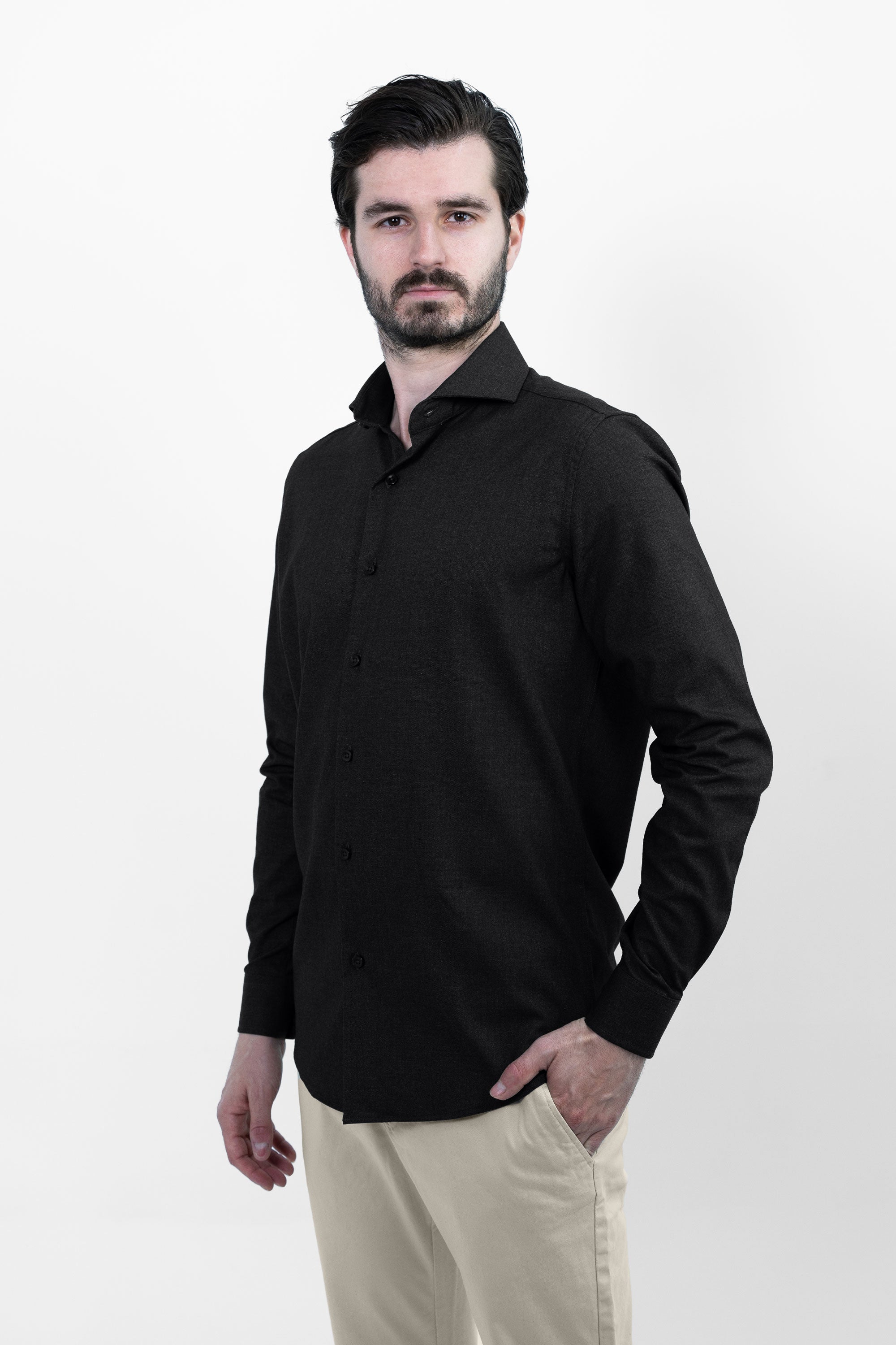 Vercate - Strijkvrij Kreukvrij Overhemd - Grijs Dondergrijs - Slim Fit - Bamboe Katoen - Lange Mouw - Heren - Maat 37 8 39 40 41 42 43 44 S M L XL XXL