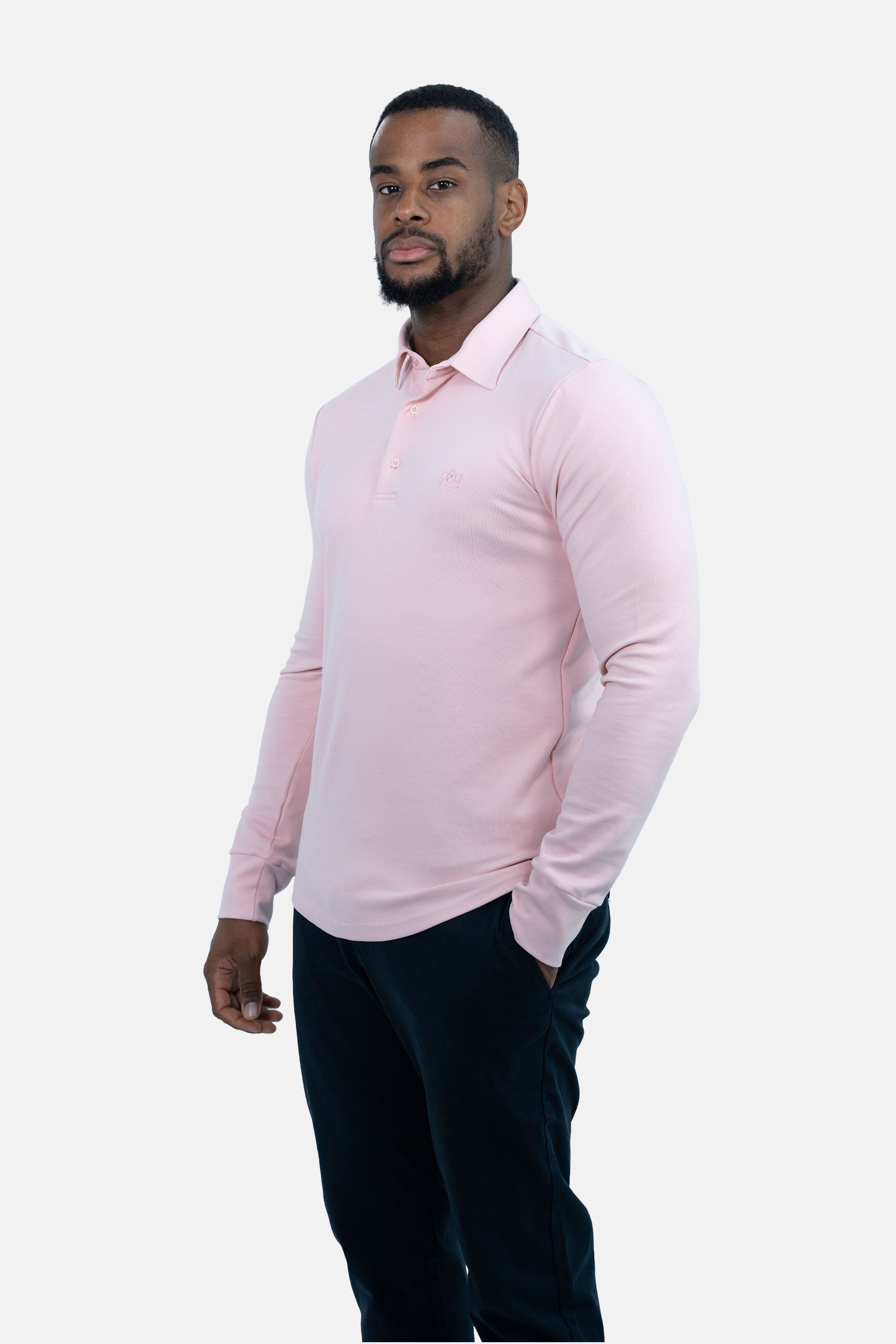 Vercate - Heren Polo Lange Mouw - Strijkvrij Poloshirt - Roze - Slim Fit - Excellent Katoen - Heren - Maat S M L XL XXL