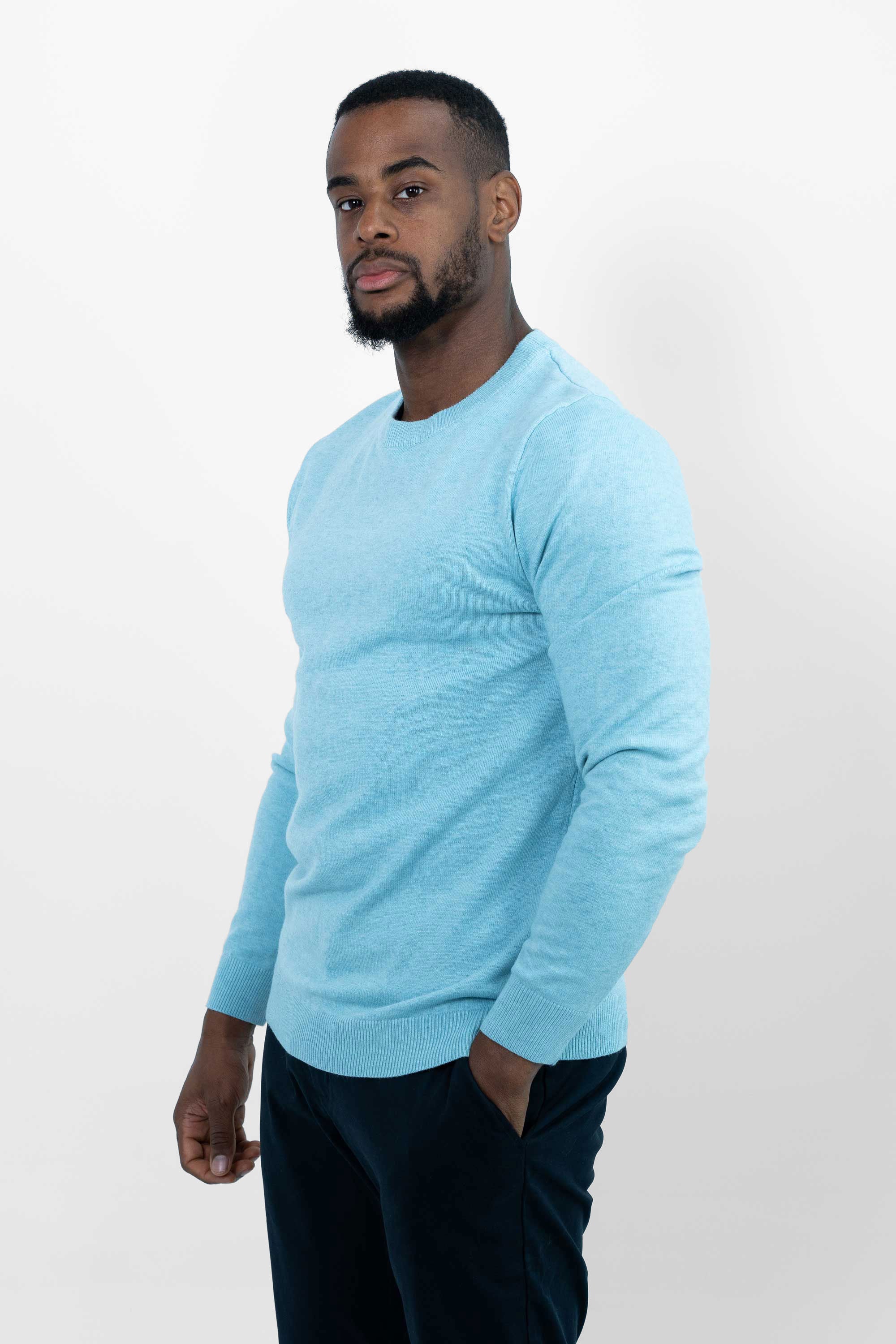 Vercate - Luxe Crewneck Pullover - Lichtblauw / Blauw - Regular Fit - Knit Heren Sweater / Trui