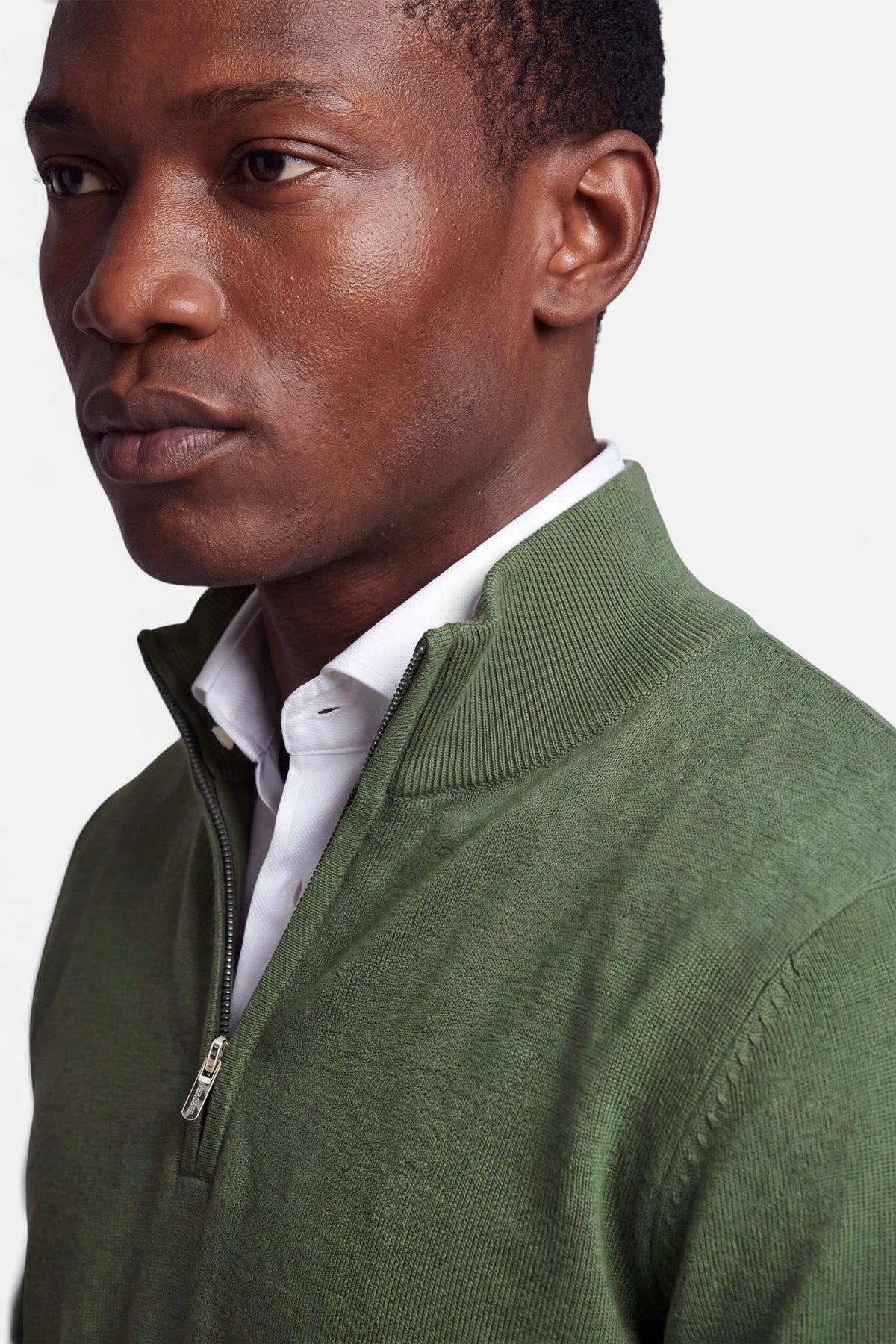 Vercate - Quarter Zip / Half Zip Trui Heren - Groen - Cashmere Blend - Regular Fit