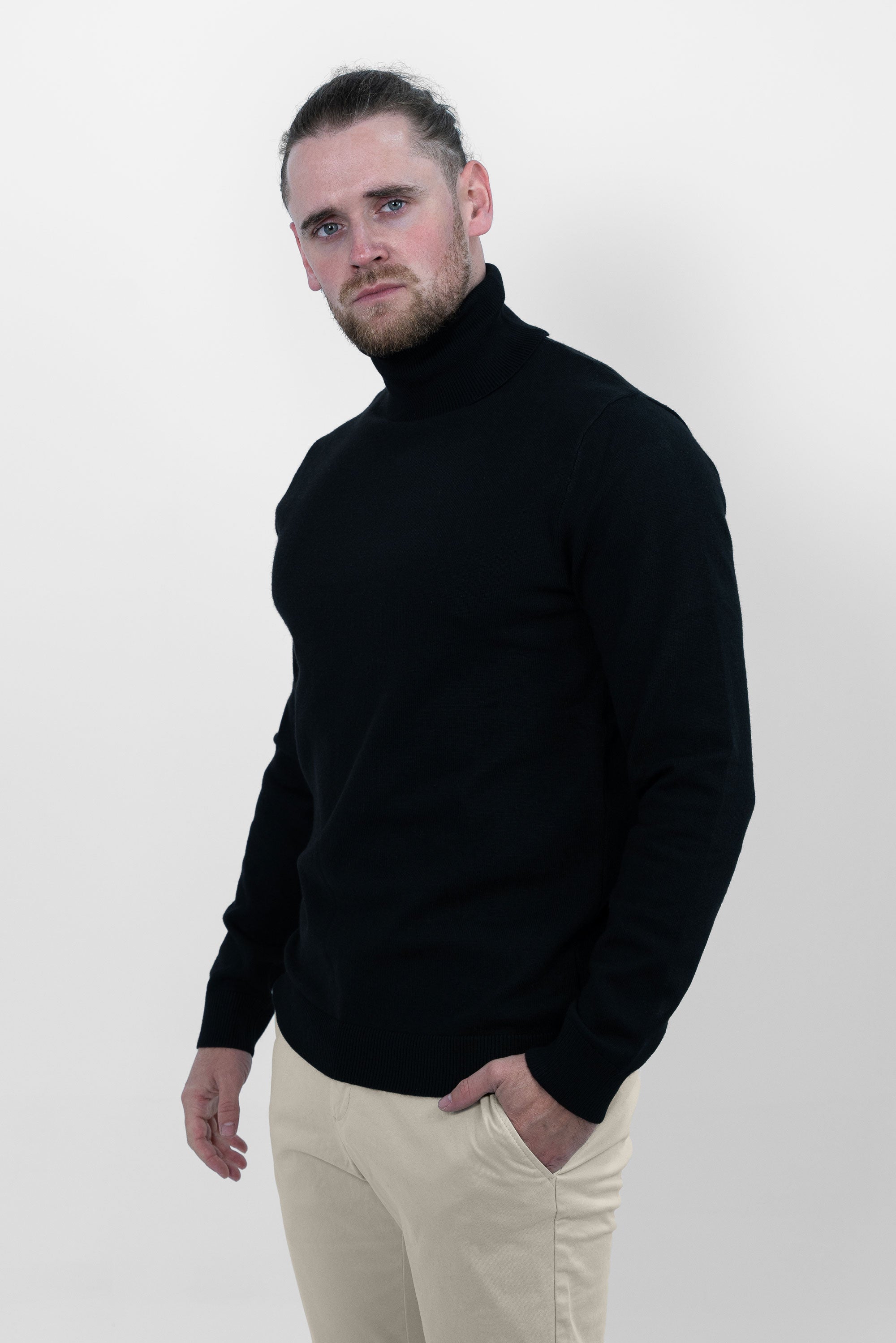 Vercate - Luxe Coltrui - Zwart - Regular Fit - Knit Heren Pullover / Sweater / Trui 