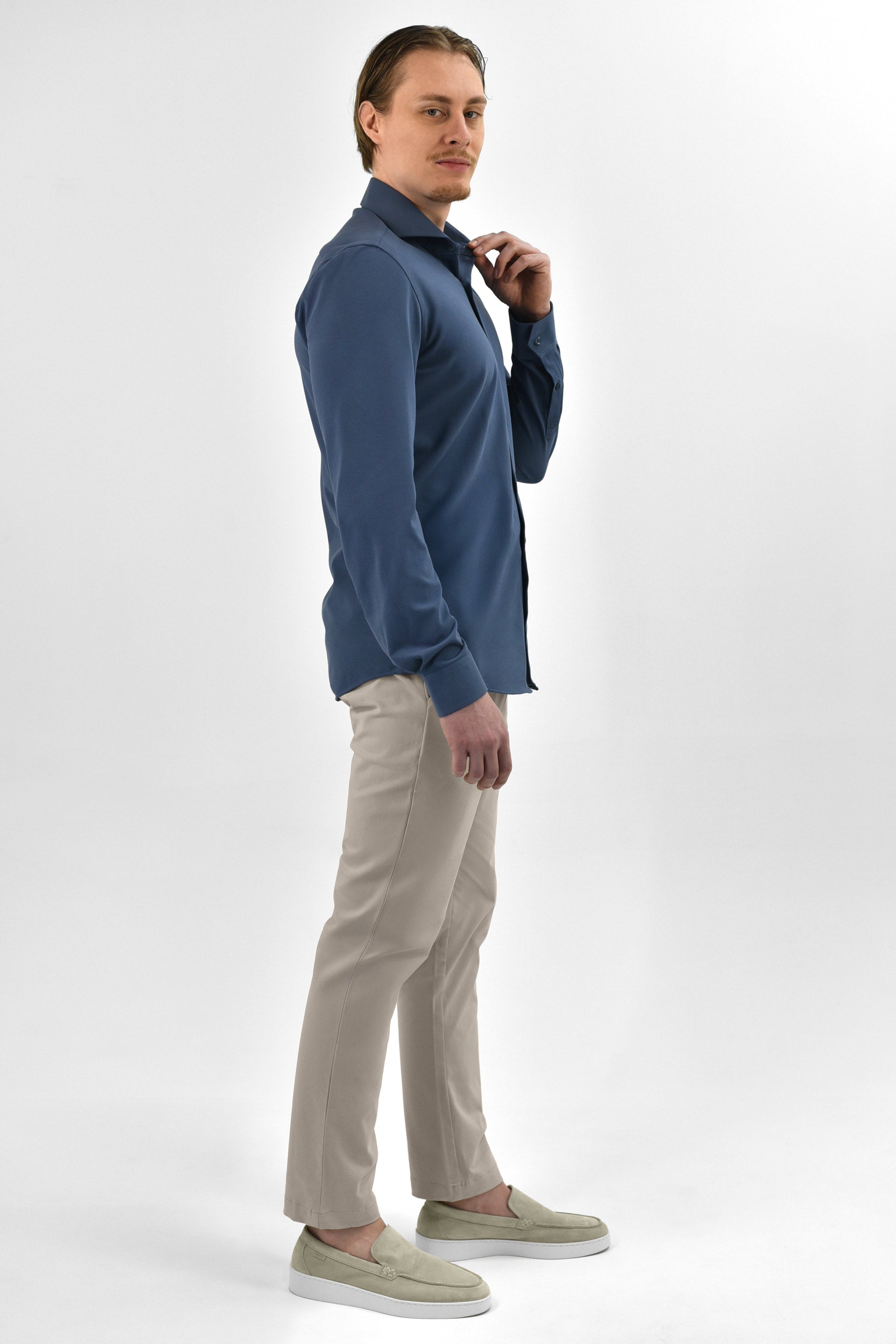 Non Iron Shirt - Japanese Knitted - Blue