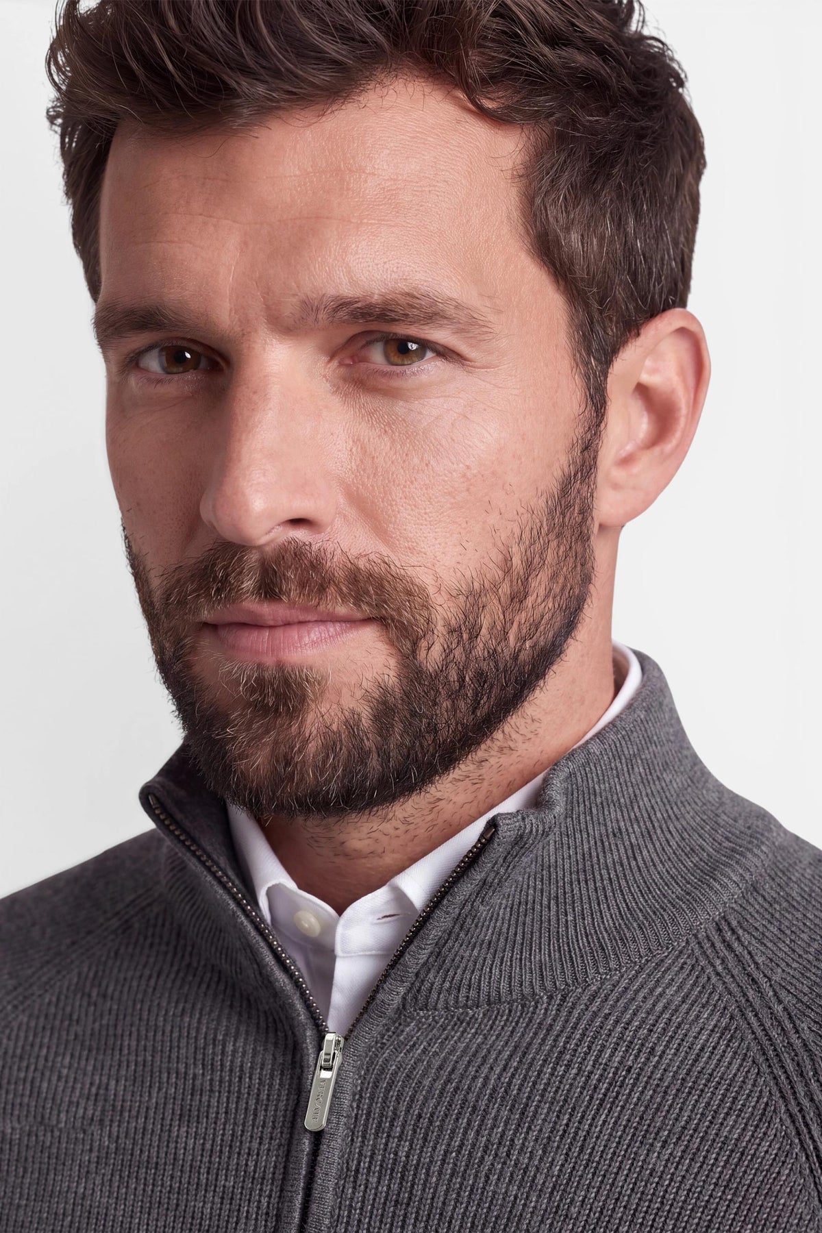 Vercate - Quarter Zip / Half Zip Trui Heren - Donkergrijs - Cashmere Blend - Ribpatroon - Regular Fit