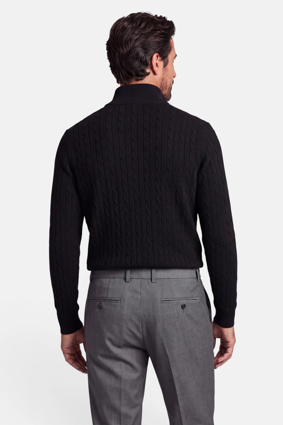 Vercate - Quarter Zip / Half Zip Trui Heren - Zwart - Cashmere Blend - Kabeltrui / Pullover - Regular Fit