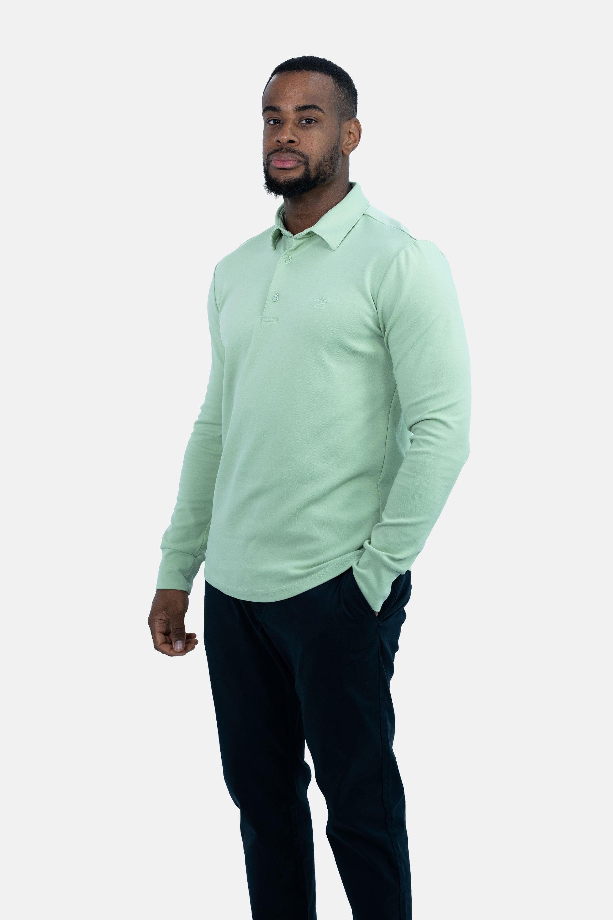 Vercate - Heren Polo Lange Mouw - Strijkvrij Poloshirt - Groen - Slim Fit - Excellent Katoen - Heren - Maat S M L XL XXL