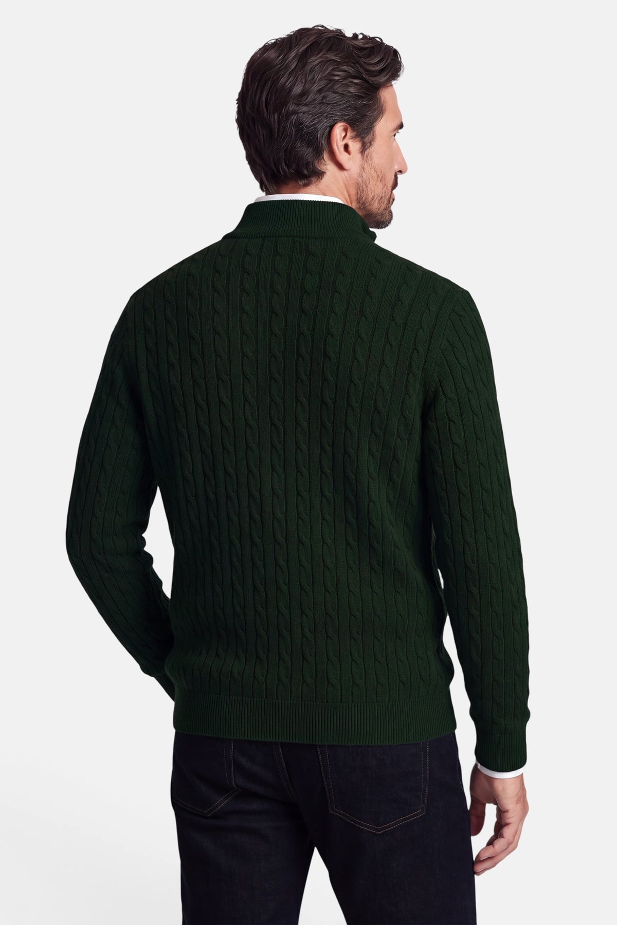 Vercate - Quarter Zip / Half Zip Trui Heren - Donkergroen - Cashmere Blend - Kabeltrui / Pullover - Regular Fit