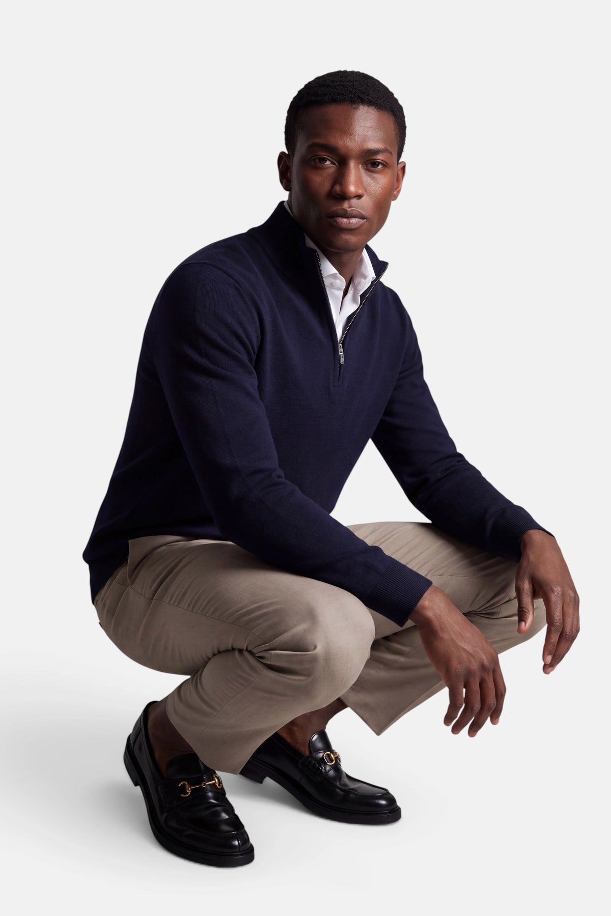 Vercate - Quarter Zip / Half Zip Trui Heren - Navy / Marine Blauw - Cashmere Blend - Regular Fit 