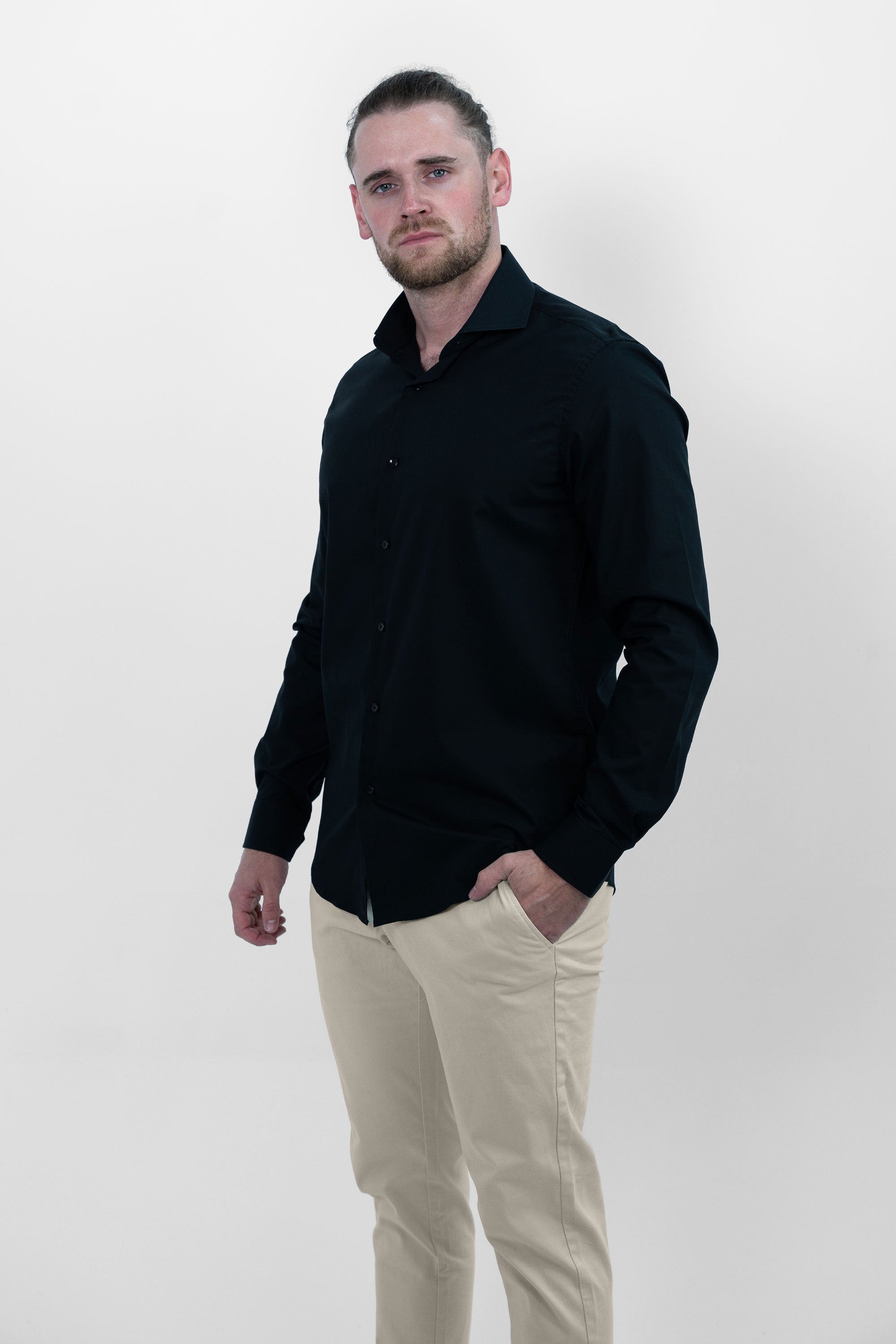 Vercate - Strijkvrij Overhemd - Zwart- Slim Fit - Excellent Katoen - Lange Mouw - Heren - Maat 37 38 39 40 41 42 43 44 S M L XL XXL