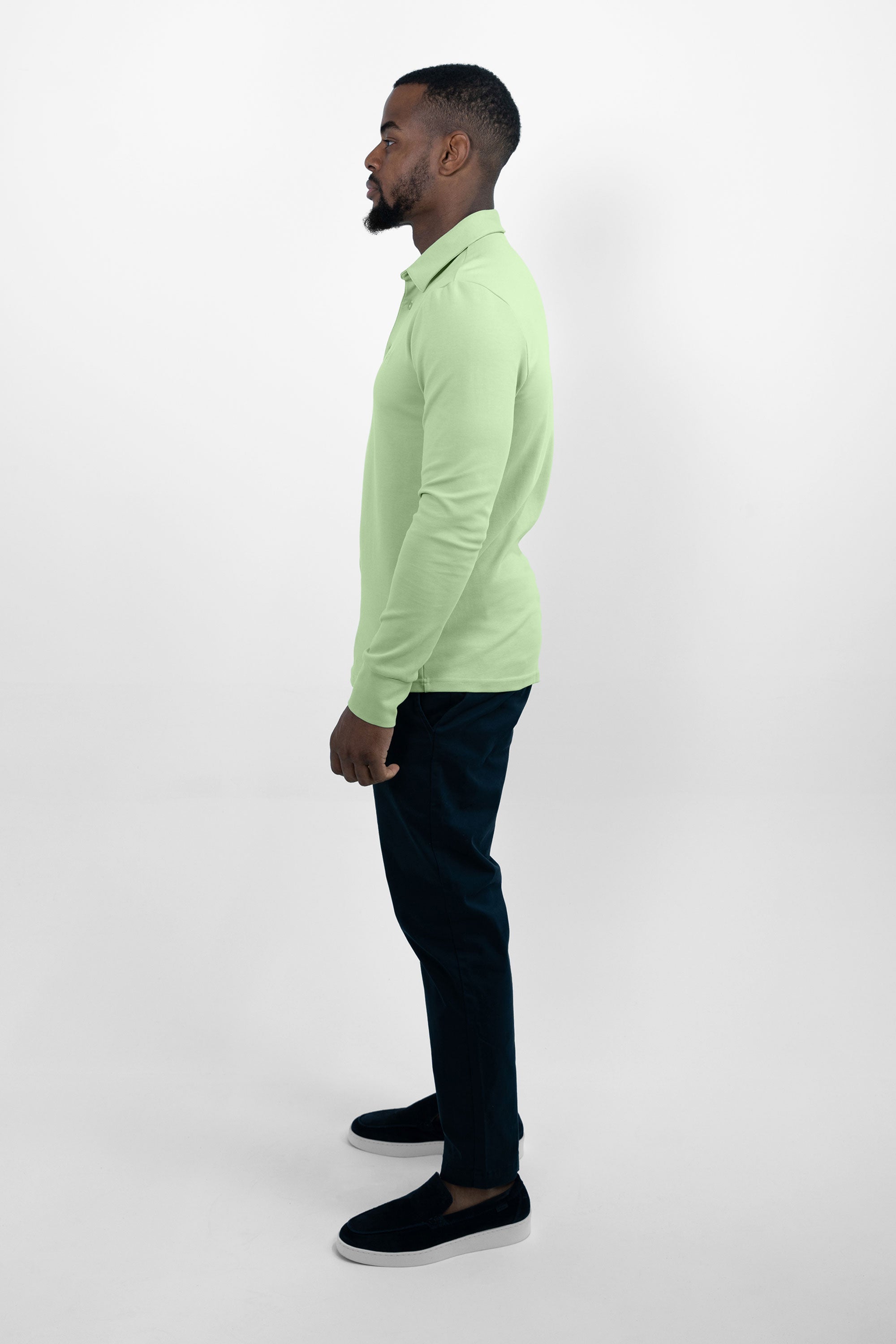 Vercate - Heren Polo Lange Mouw - Strijkvrij Poloshirt - Groen - Green Lemon - Slim Fit - Excellent Katoen - Maat S M L XL XXL