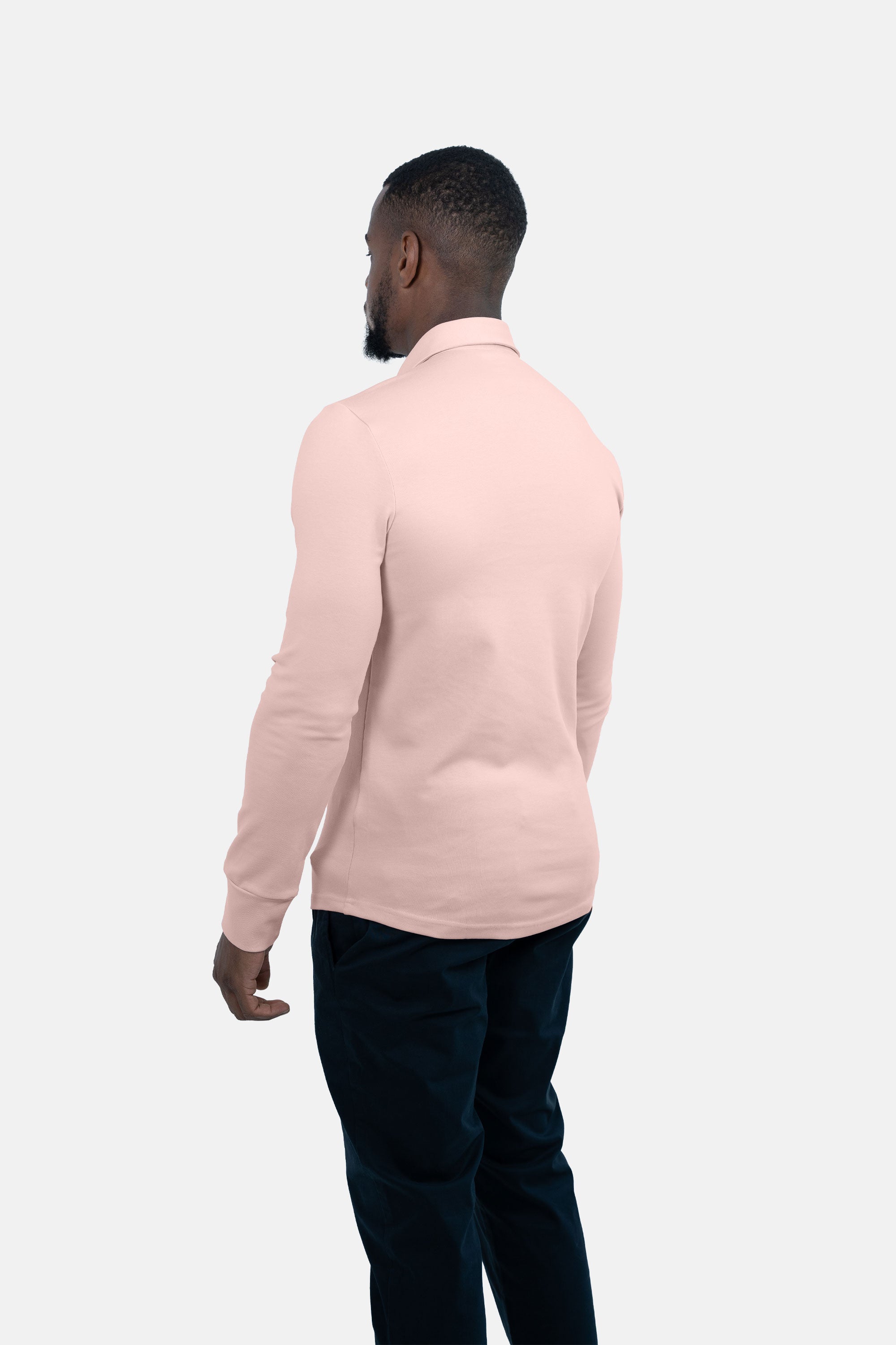 Vercate - Heren Polo Lange Mouw - Strijkvrij Poloshirt - Roze - Slim Fit - Excellent Katoen - Maat S M L XL XXL