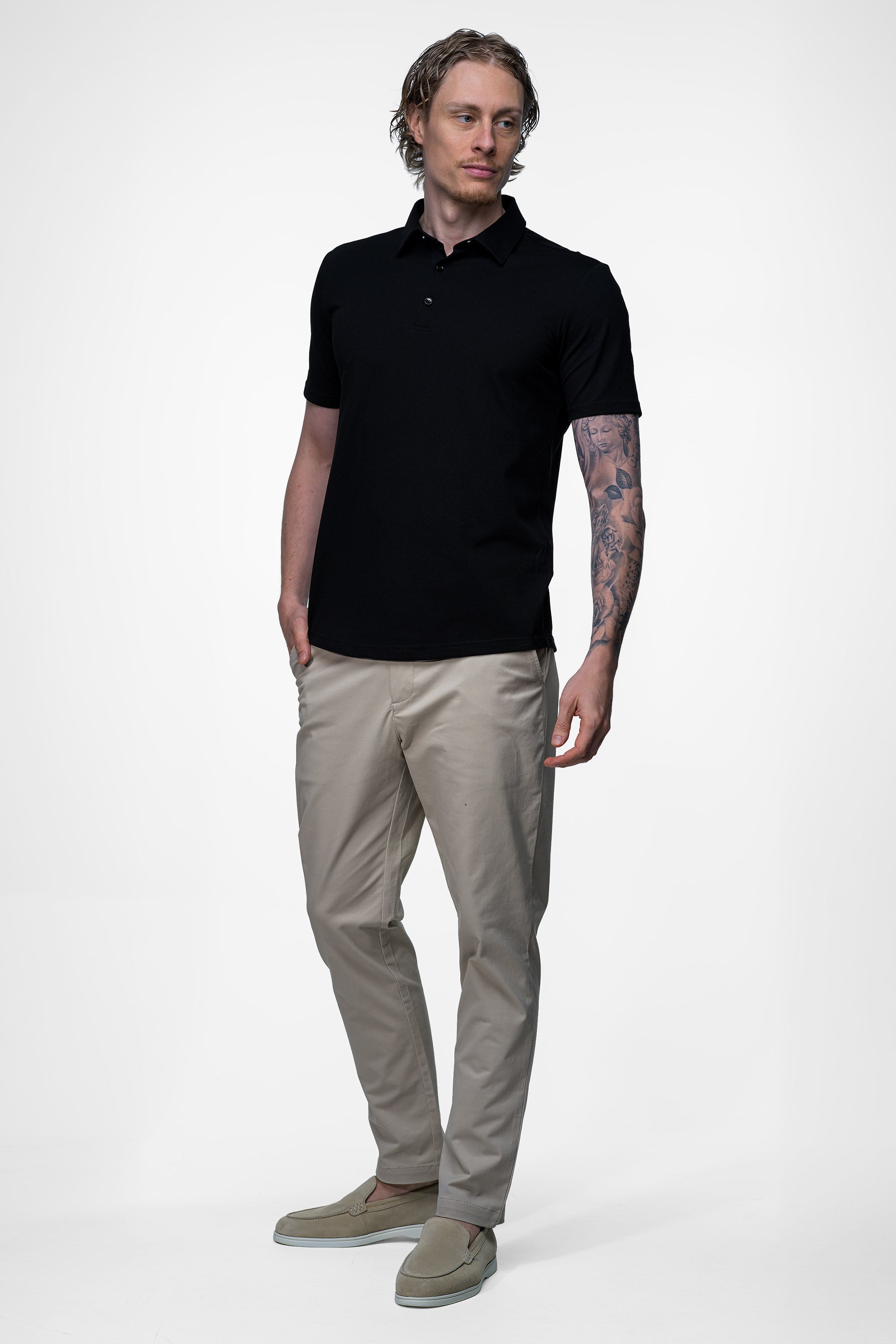 Vercate - Heren Polo - Japanese Knitted - Piqué Katoen - Slim Fit - Poloshirt met Korte Mouwen - Zwart / Zwarte