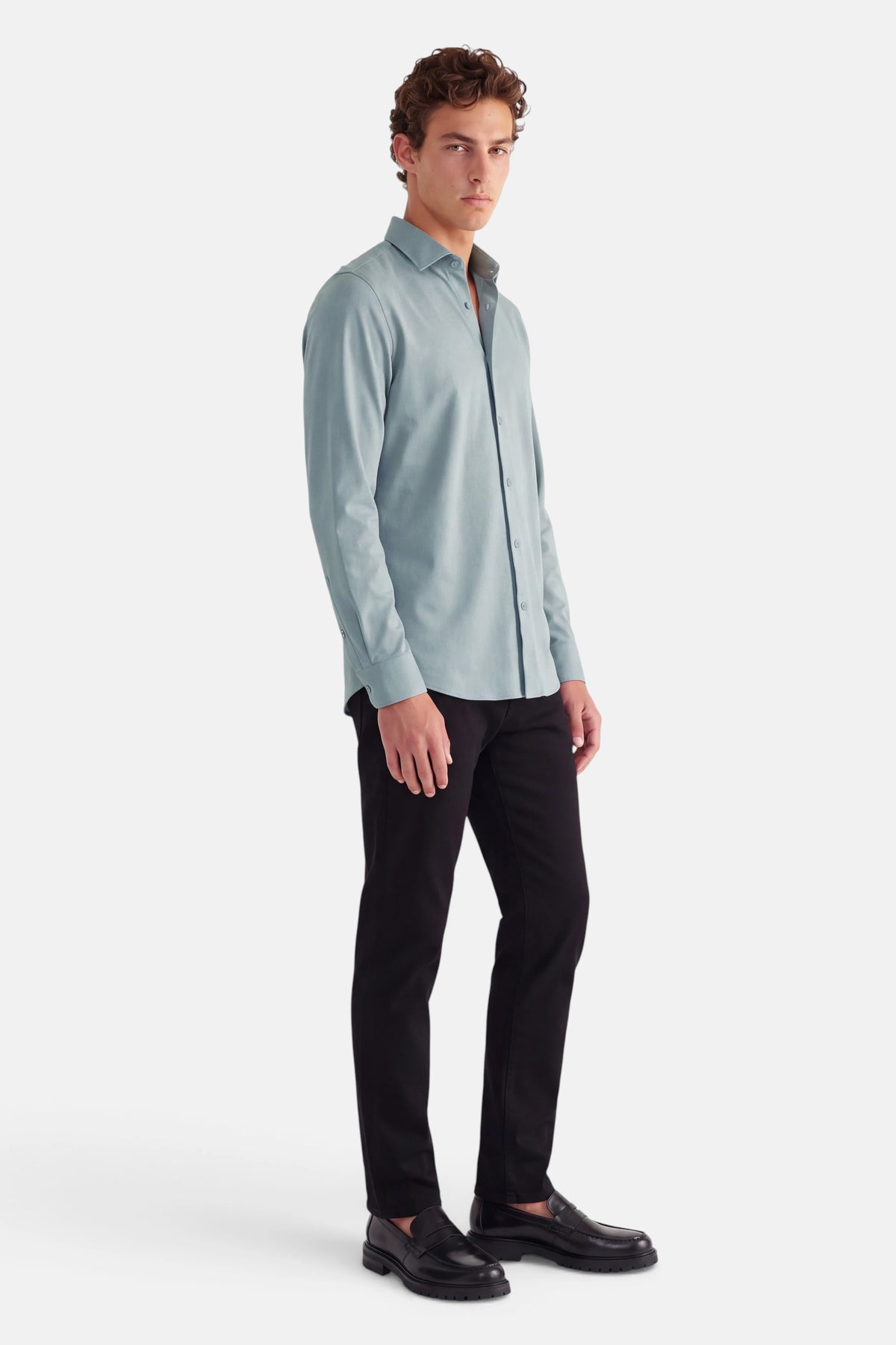Vercate - Strijkvrij Overhemd - Japanese Knitted - Piqué Katoen - Blauwgrijs - Slim Fit - Lange Mouw - Heren