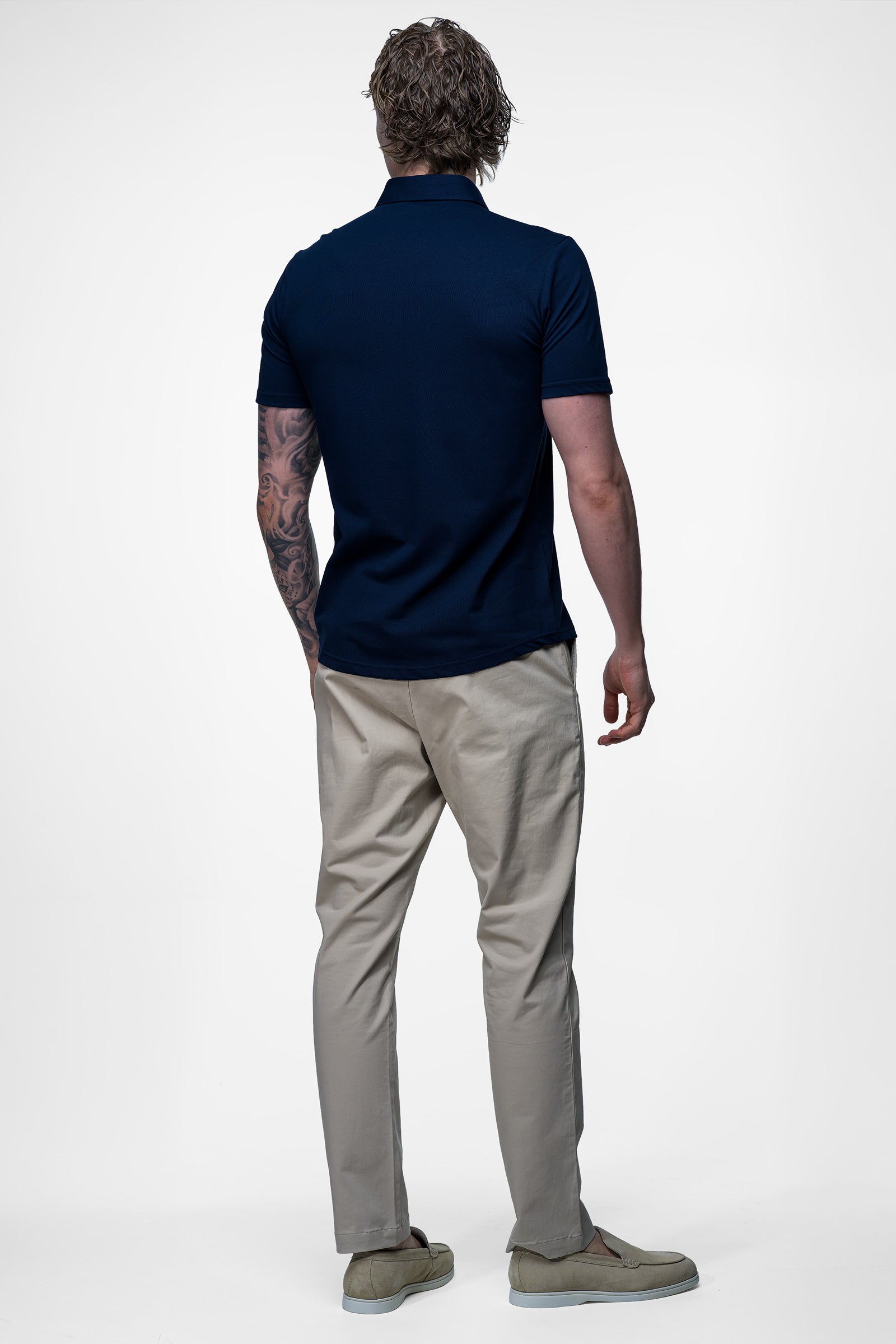 Vercate - Heren Polo - Japanese Knitted - Piqué Katoen - Slim Fit - Poloshirt met Korte Mouwen - Navy / Donkerblauw