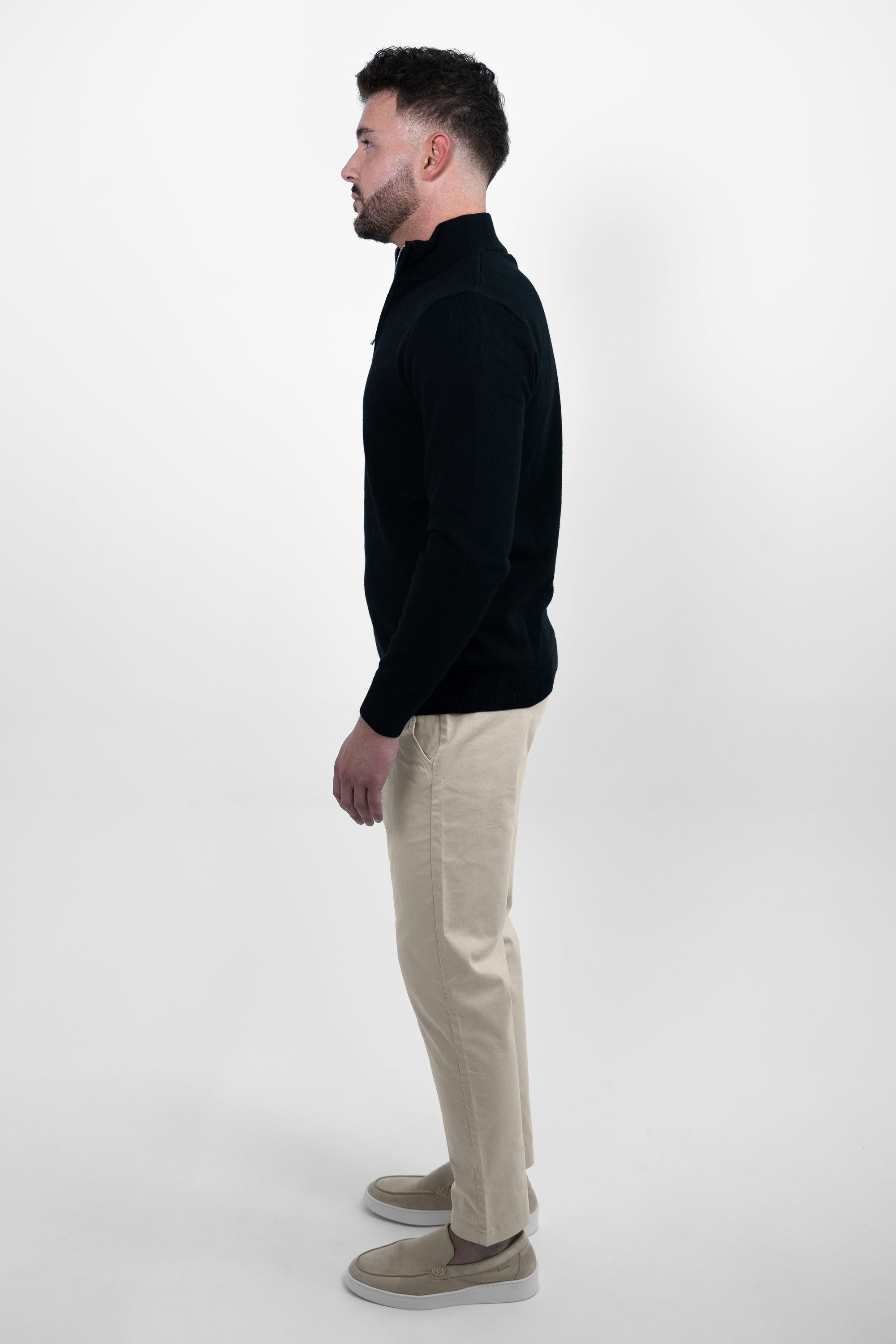 Vercate - Luxe Half Zip / Quarter Zip Pullover - Zwart - Regular Fit - Knit Heren Sweater / Trui