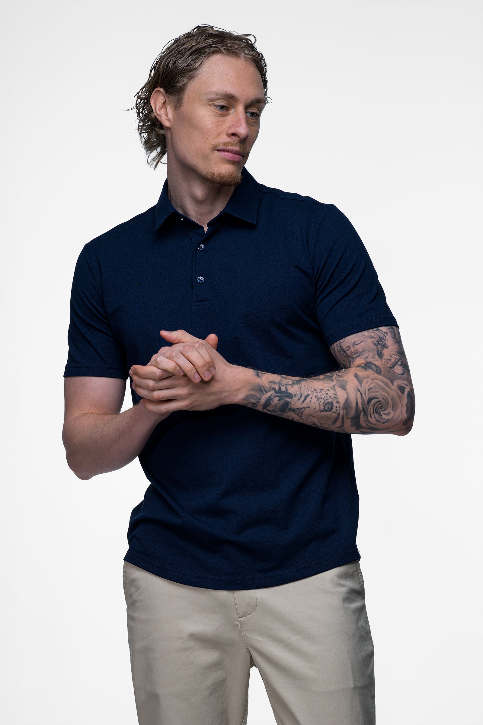 Vercate - Heren Polo - Japanese Knitted - Piqué Katoen - Slim Fit - Poloshirt met Korte Mouwen - Navy / Donkerblauw