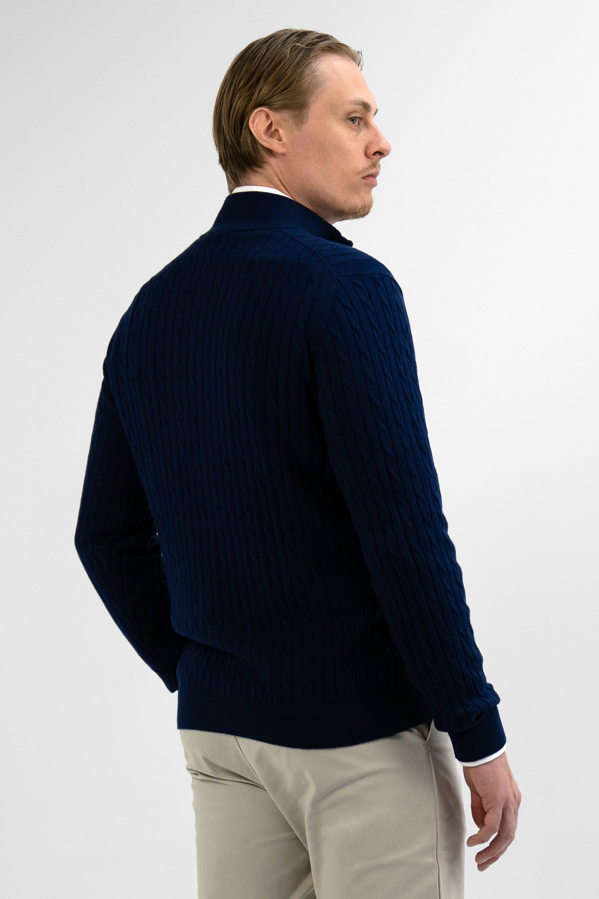 Vercate - Quarter Zip / Half Zip Trui - Cashmere / Kasjmier Blend - Kabeltrui / Pullover - Regular Fit - Donkerblauw