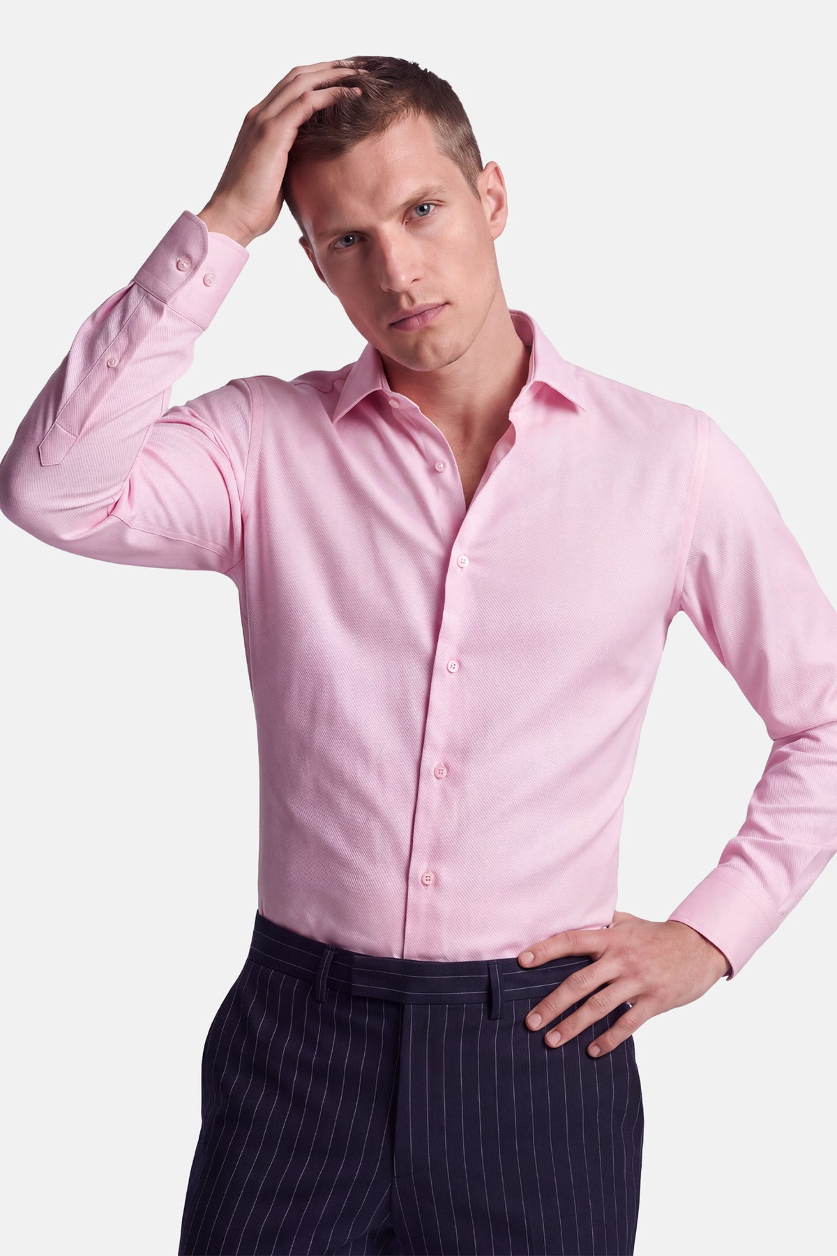 Vercate - Strijkvrij Overhemd - Twill Katoen - Business Shirt - Lange Mouwen - Slim Fit - Heren - Roze