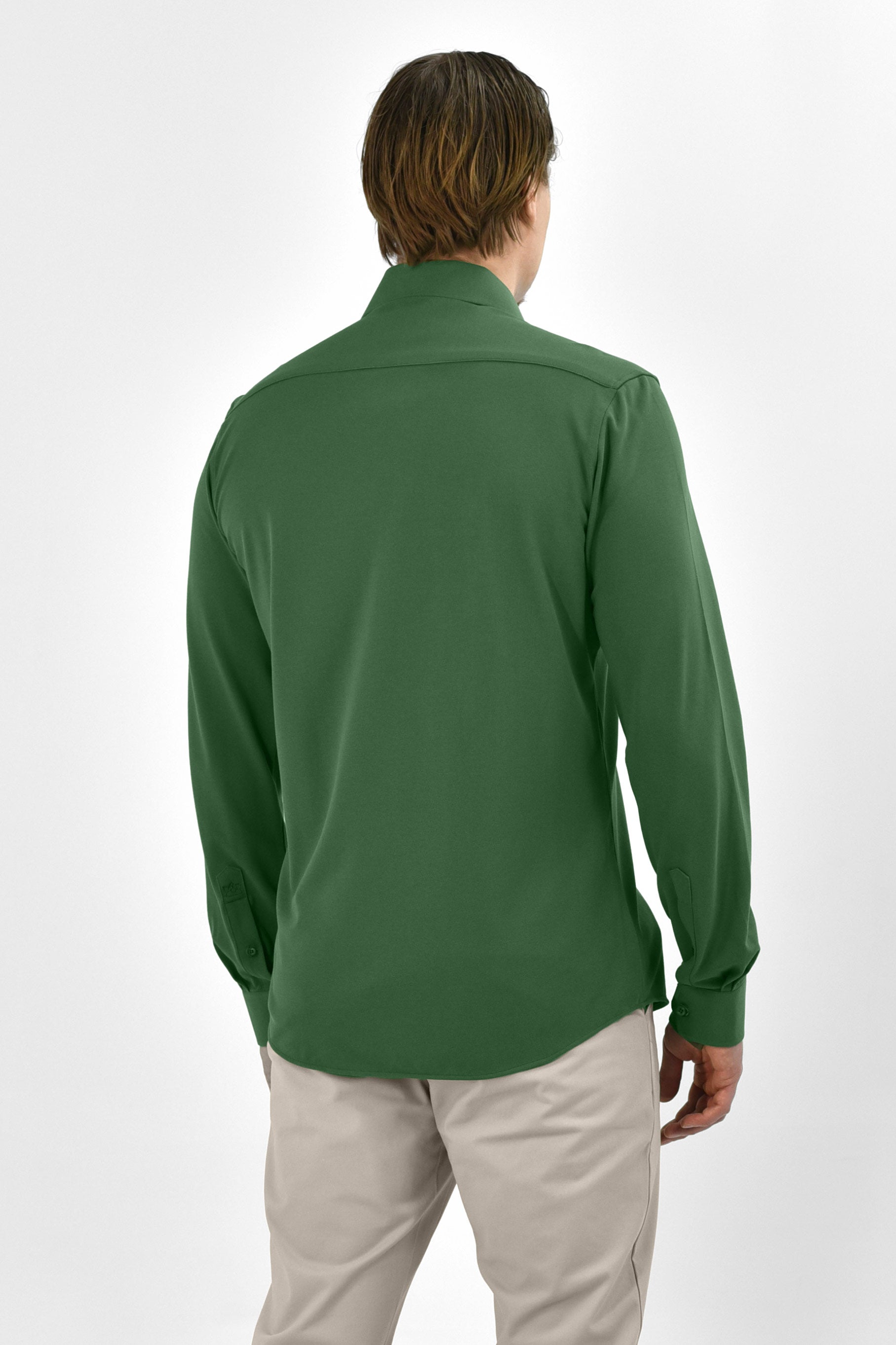 Strijkvrij Overhemd - Vercate - Japanese Knitted - Slim Fit - Groen - Heren Overhemden