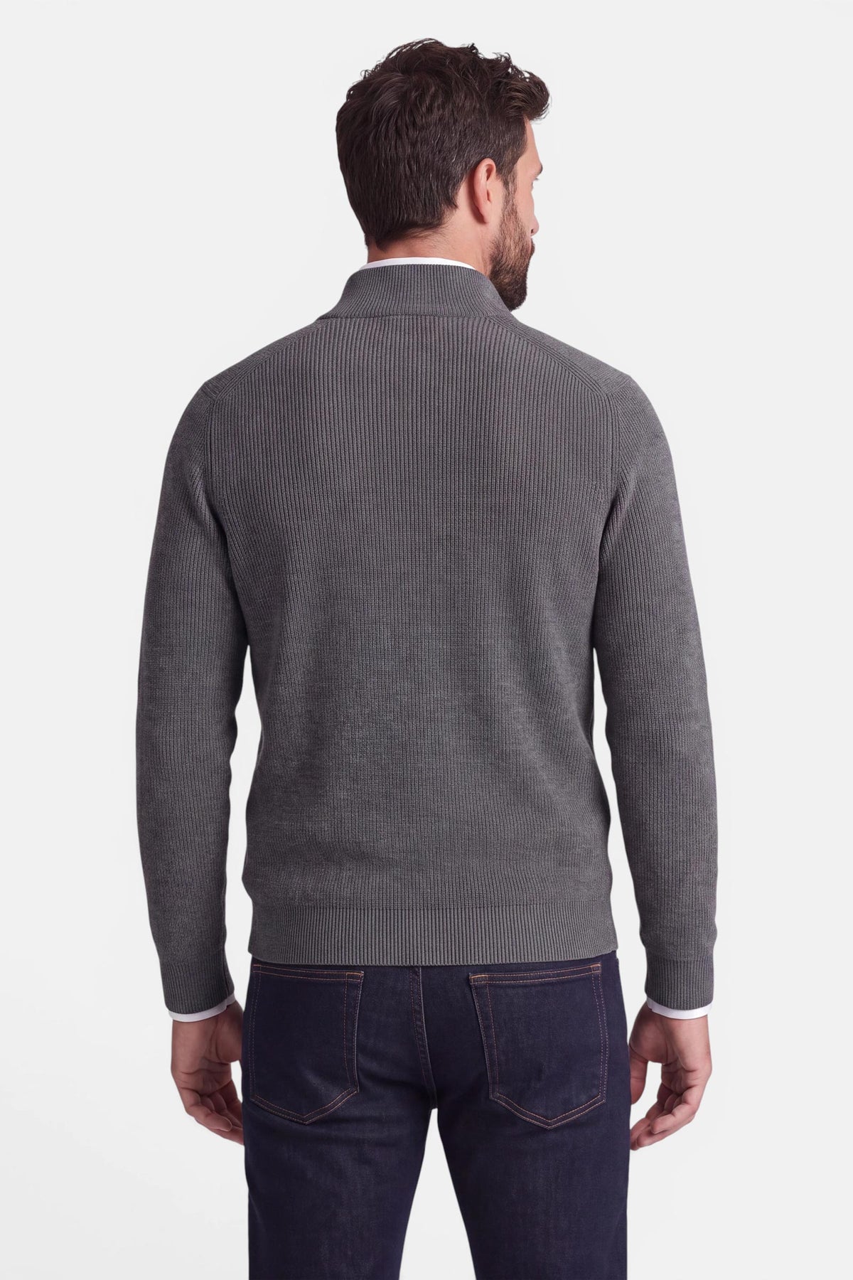 Vercate - Quarter Zip / Half Zip Trui Heren - Donkergrijs - Cashmere Blend - Ribpatroon - Regular Fit