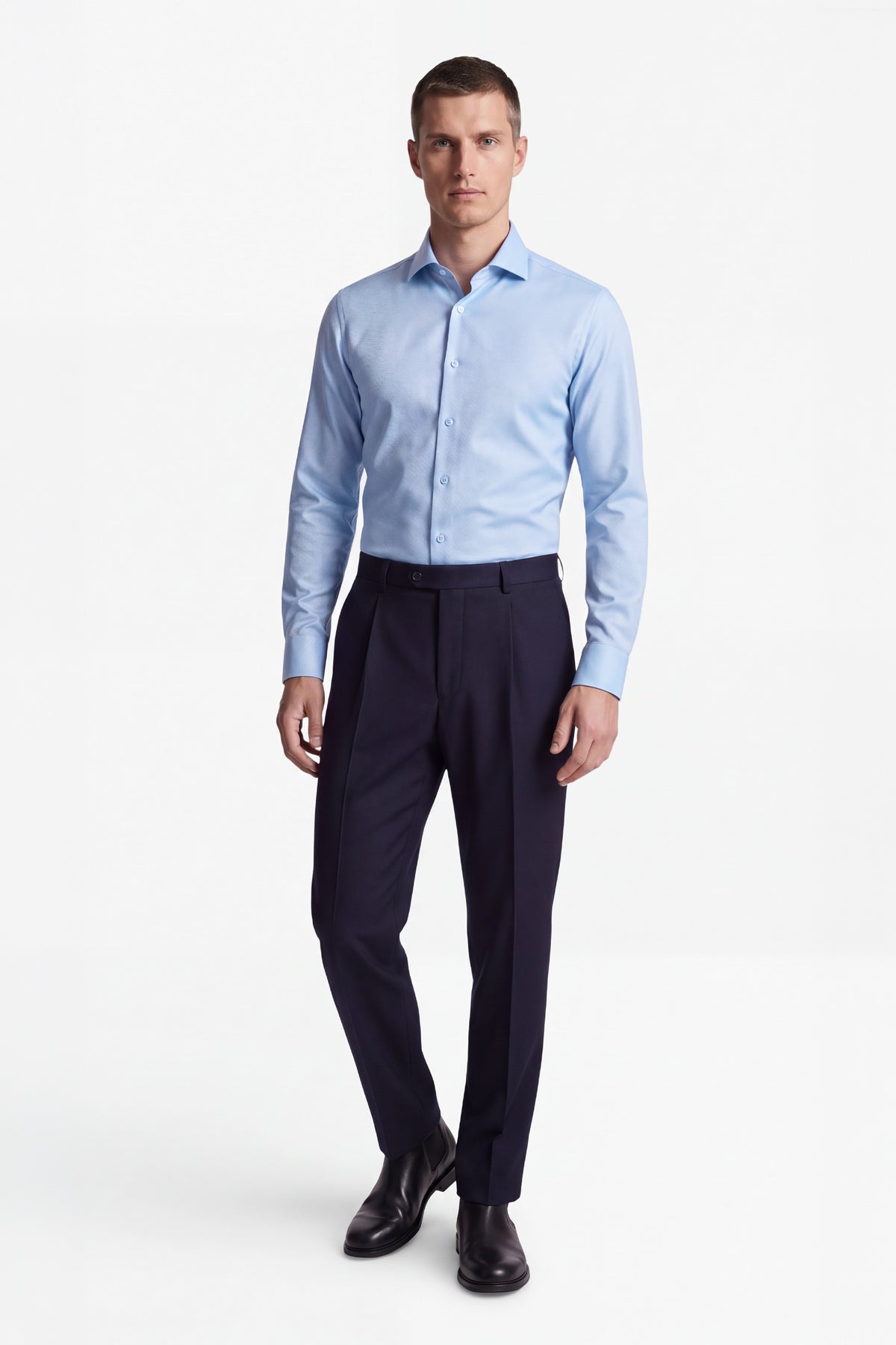 Vercate - Strijkvrij Overhemd - Twill Katoen - Business Shirt - Lange Mouwen - Slim Fit - Heren - Lichtblauw 
