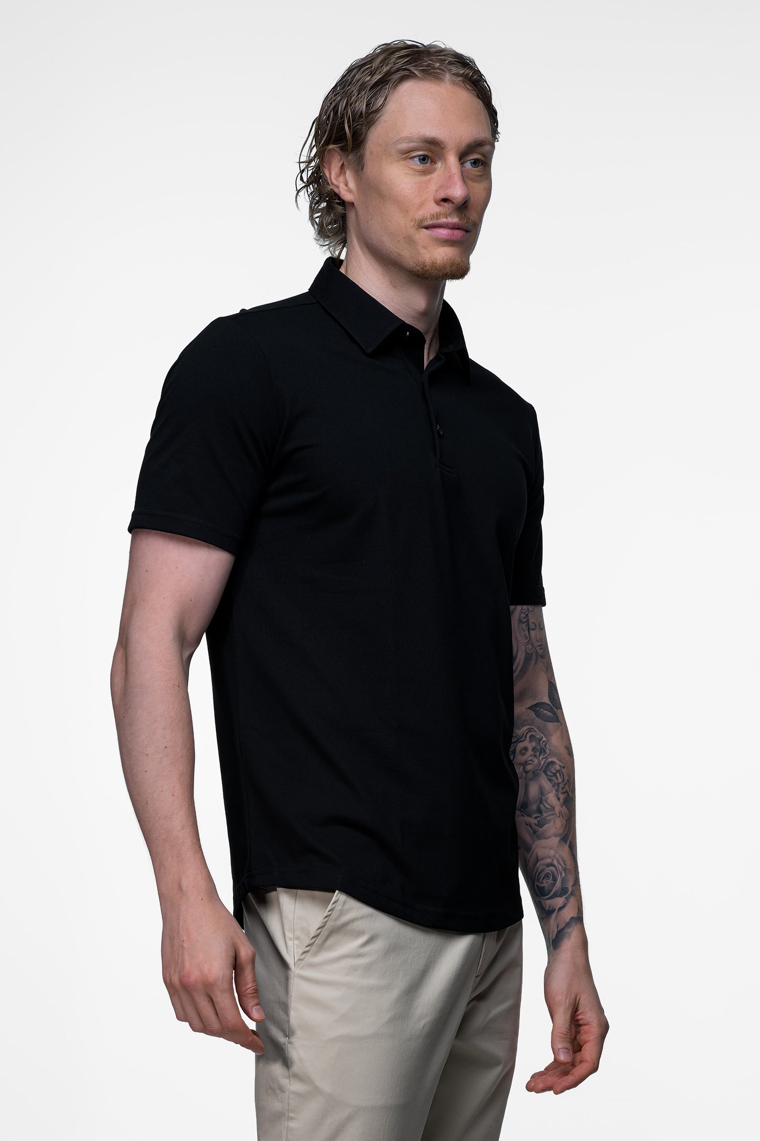 Vercate - Heren Polo - Japanese Knitted - Piqué Katoen - Slim Fit - Poloshirt met Korte Mouwen - Zwart / Zwarte