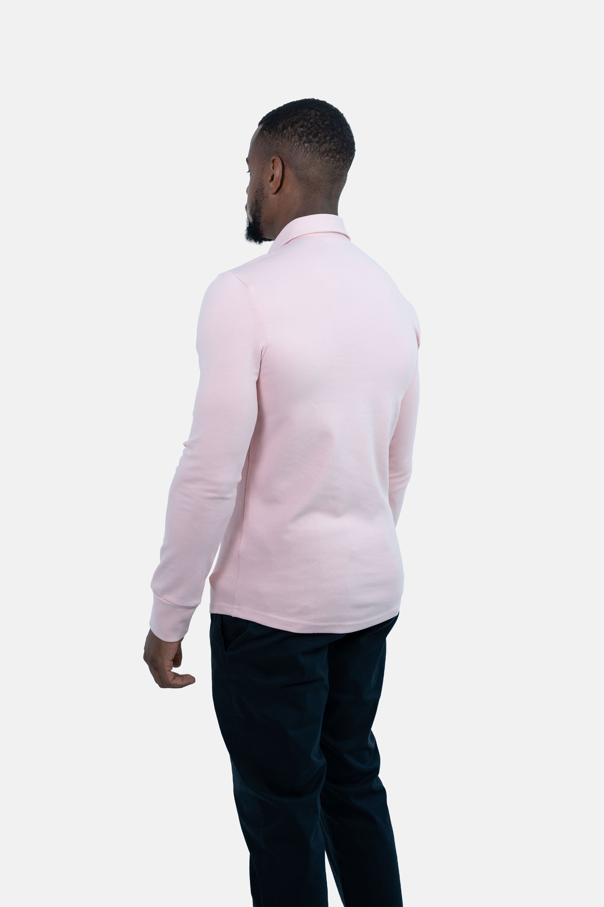 Vercate - Heren Polo Lange Mouw - Strijkvrij Poloshirt - Roze - Slim Fit - Excellent Katoen - Heren - Maat S M L XL XXL