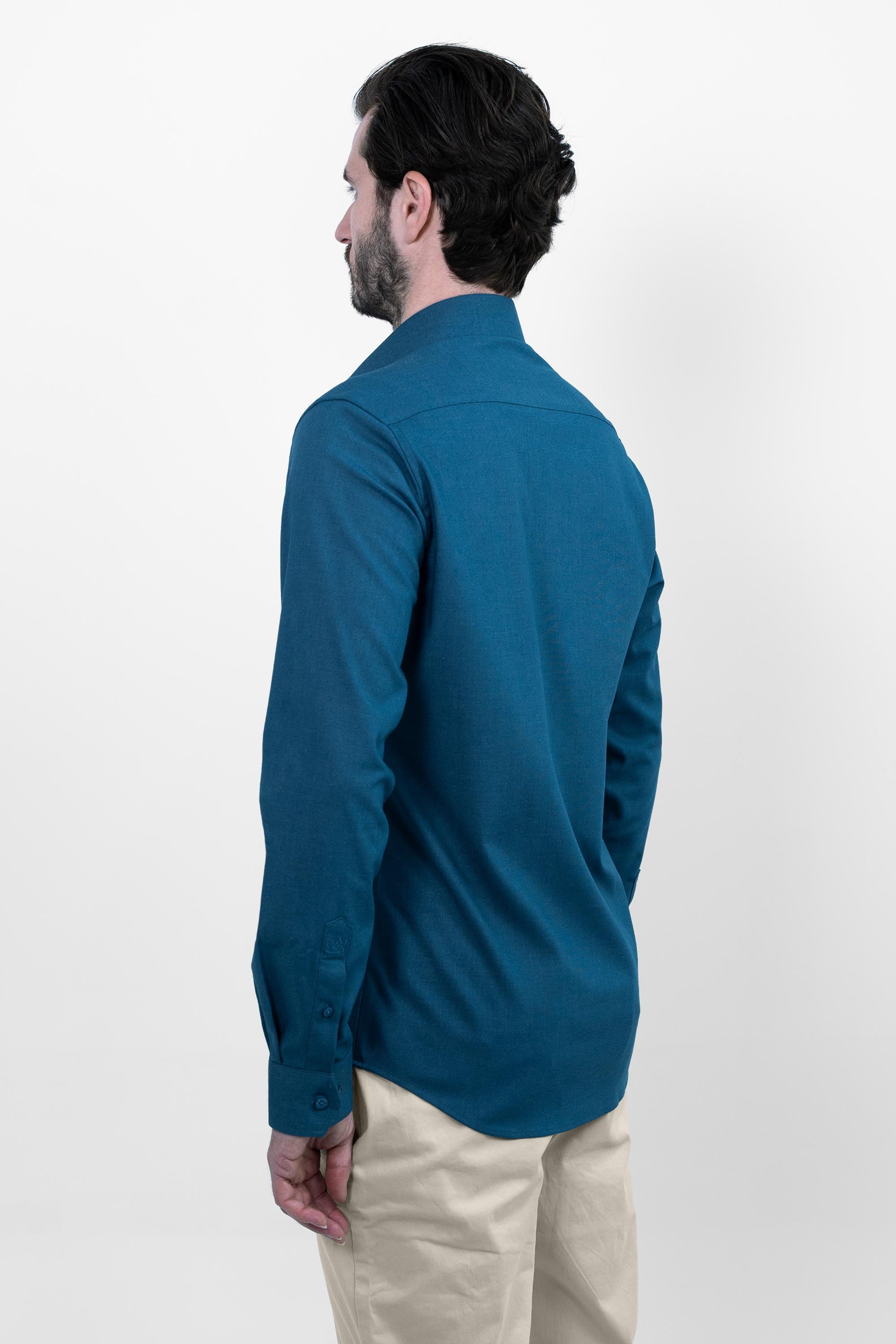 Vercate - Strijkvrij Kreukvrij Overhemd - Blauw - Slim Fit - Bamboe Katoen - Lange Mouw - Heren