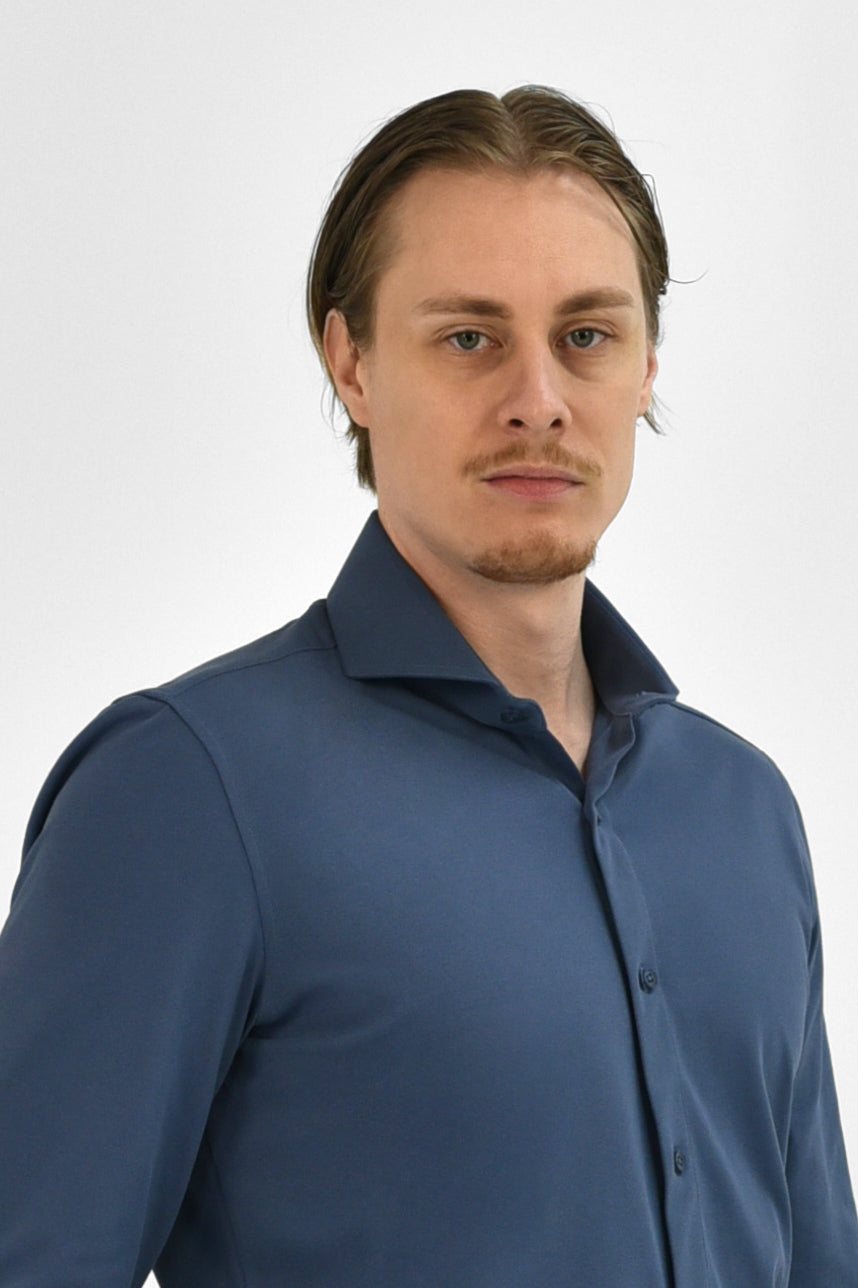 Non Iron Shirt - Japanese Knitted - Blue