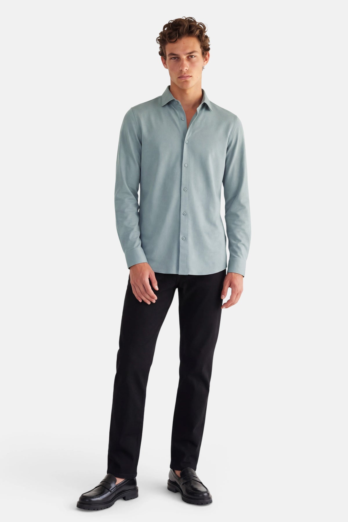 Vercate - Strijkvrij Overhemd - Japanese Knitted - Piqué Katoen - Blauwgrijs - Slim Fit - Lange Mouw - Heren