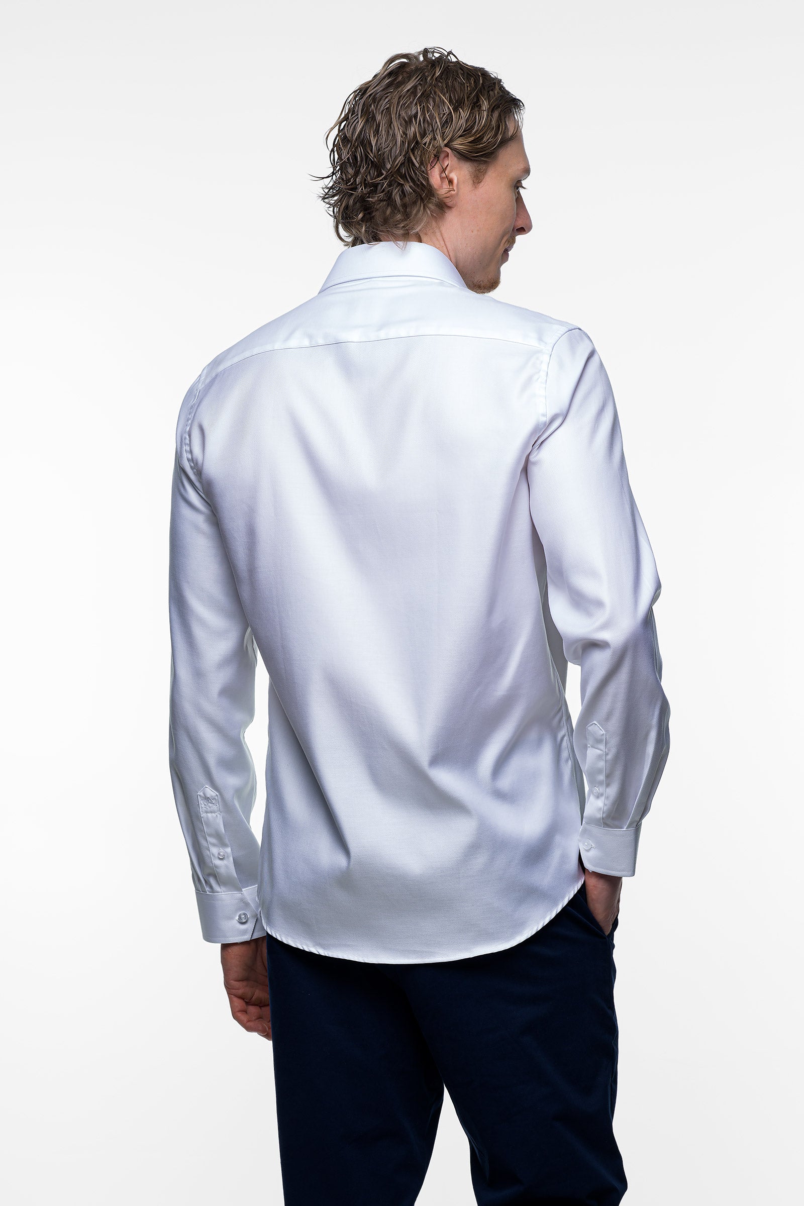 Vercate - Strijkvrij Overhemd - Twill Katoen - Business Shirt - Lange Mouwen - Slim Fit - Heren - Wit