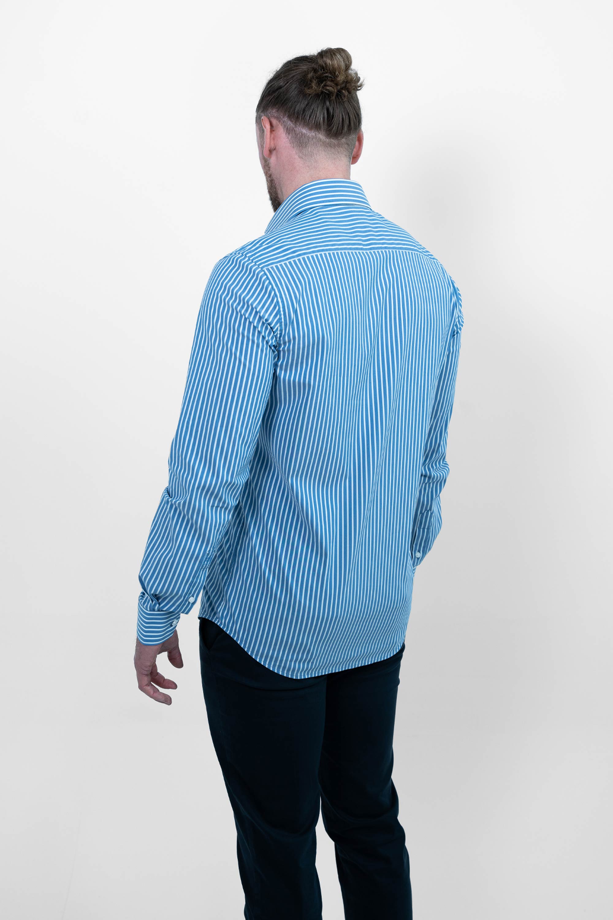 Chemise sans fer - Bleu foncé rayé