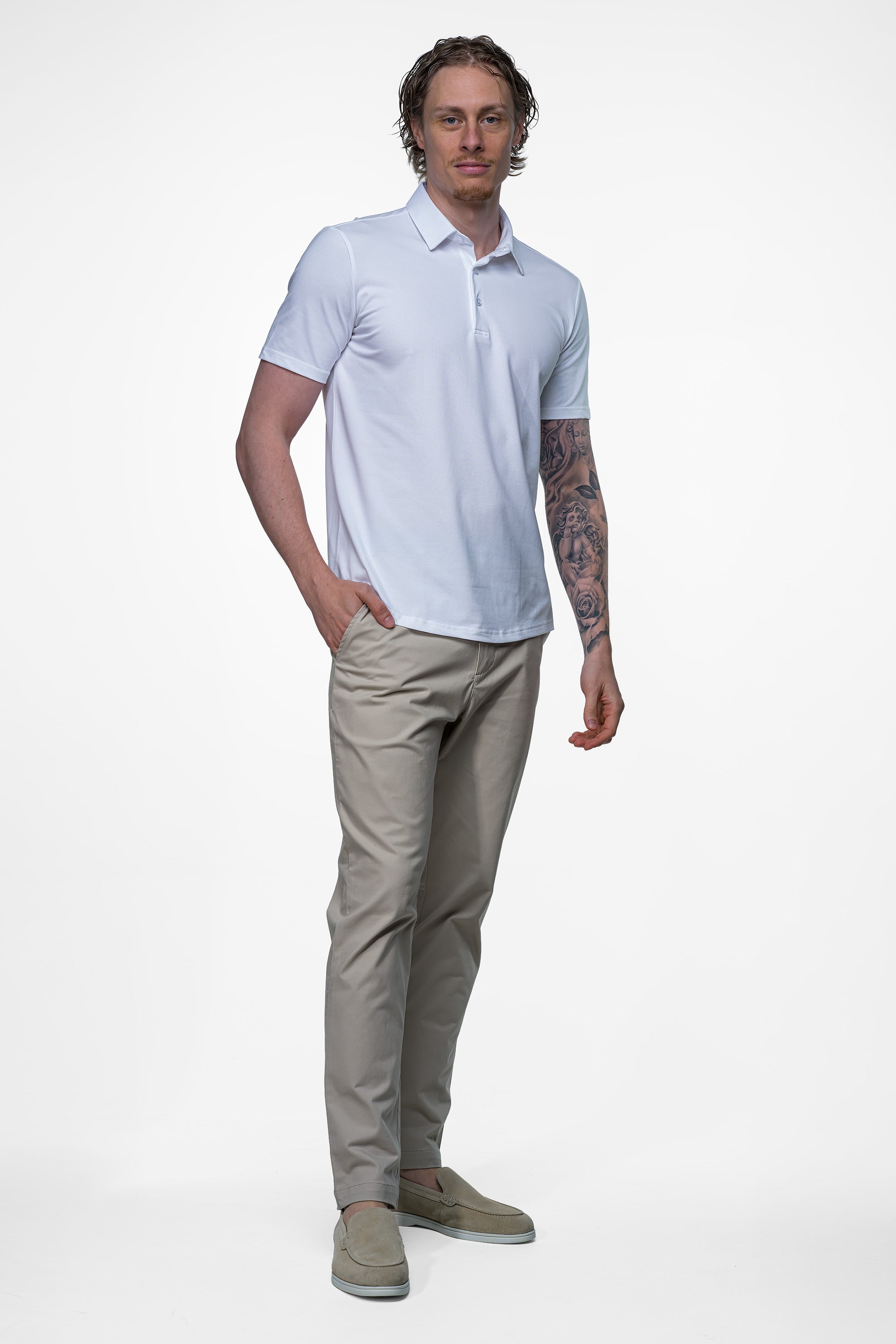 Vercate - Heren Polo - Japanese Knitted - Piqué Katoen - Slim Fit - Poloshirt met Korte Mouwen - Wit - Witte