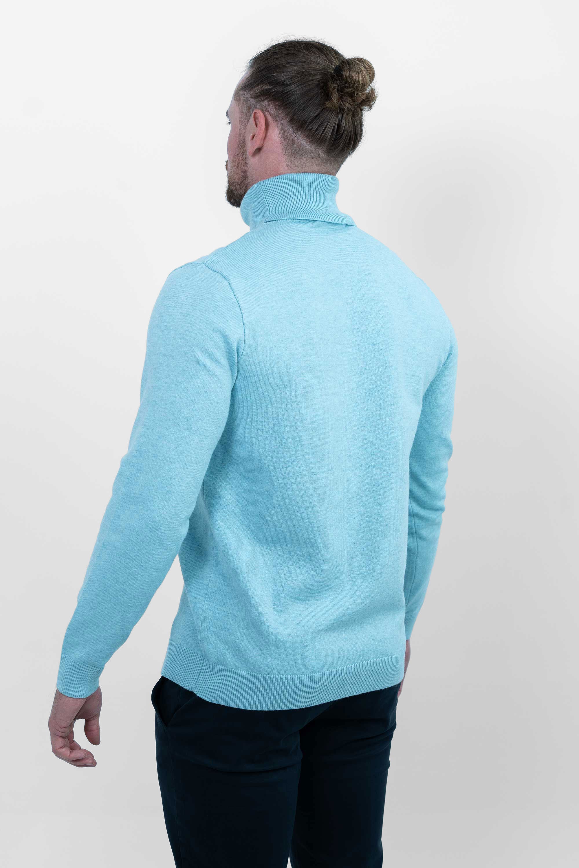 Vercate - Luxe Coltrui - Lichtblauw / Blauw - Regular Fit - Knit Heren Pullover / Sweater / Trui